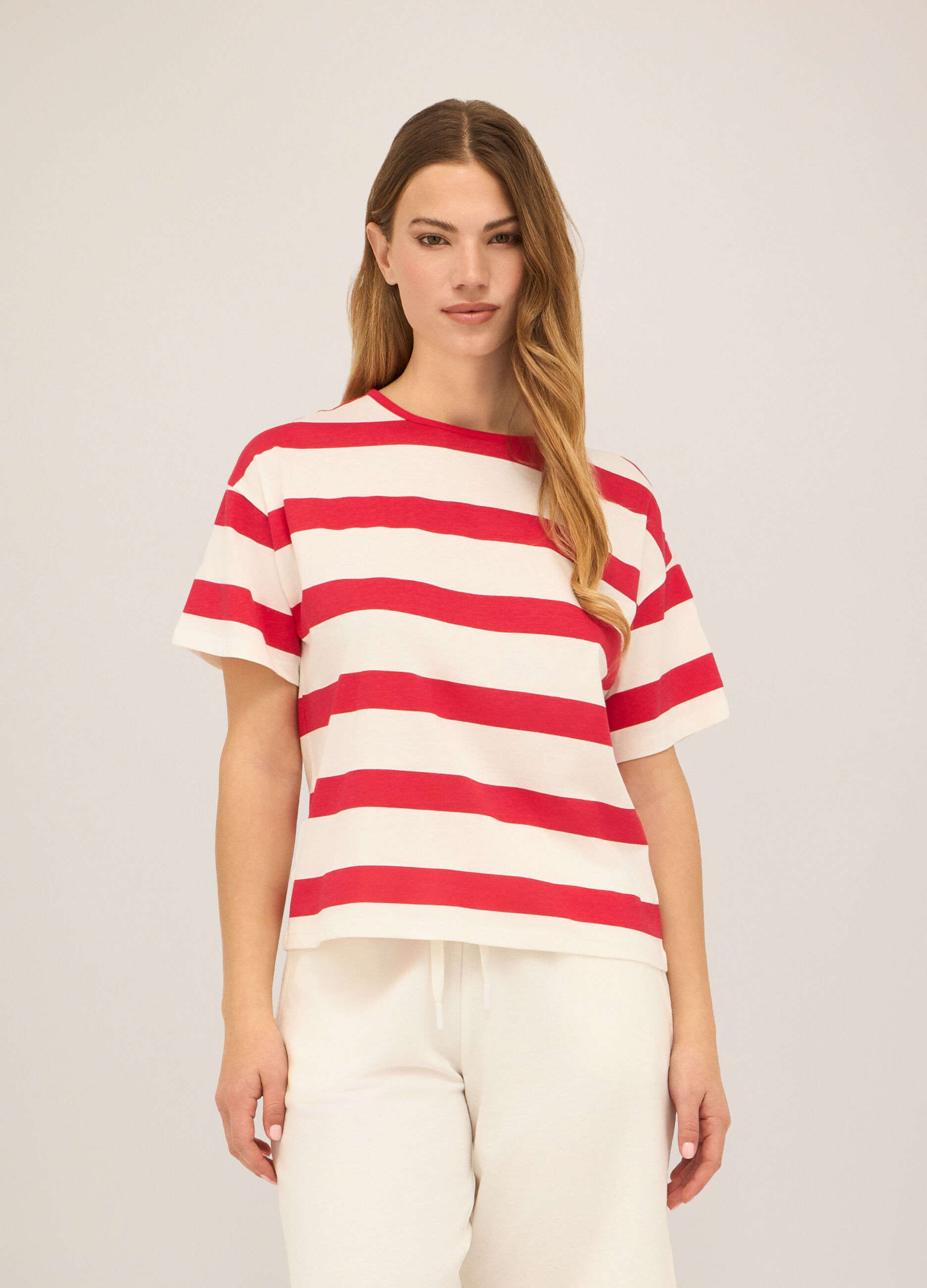 T-shirt in jersey di puro cotone donna_0