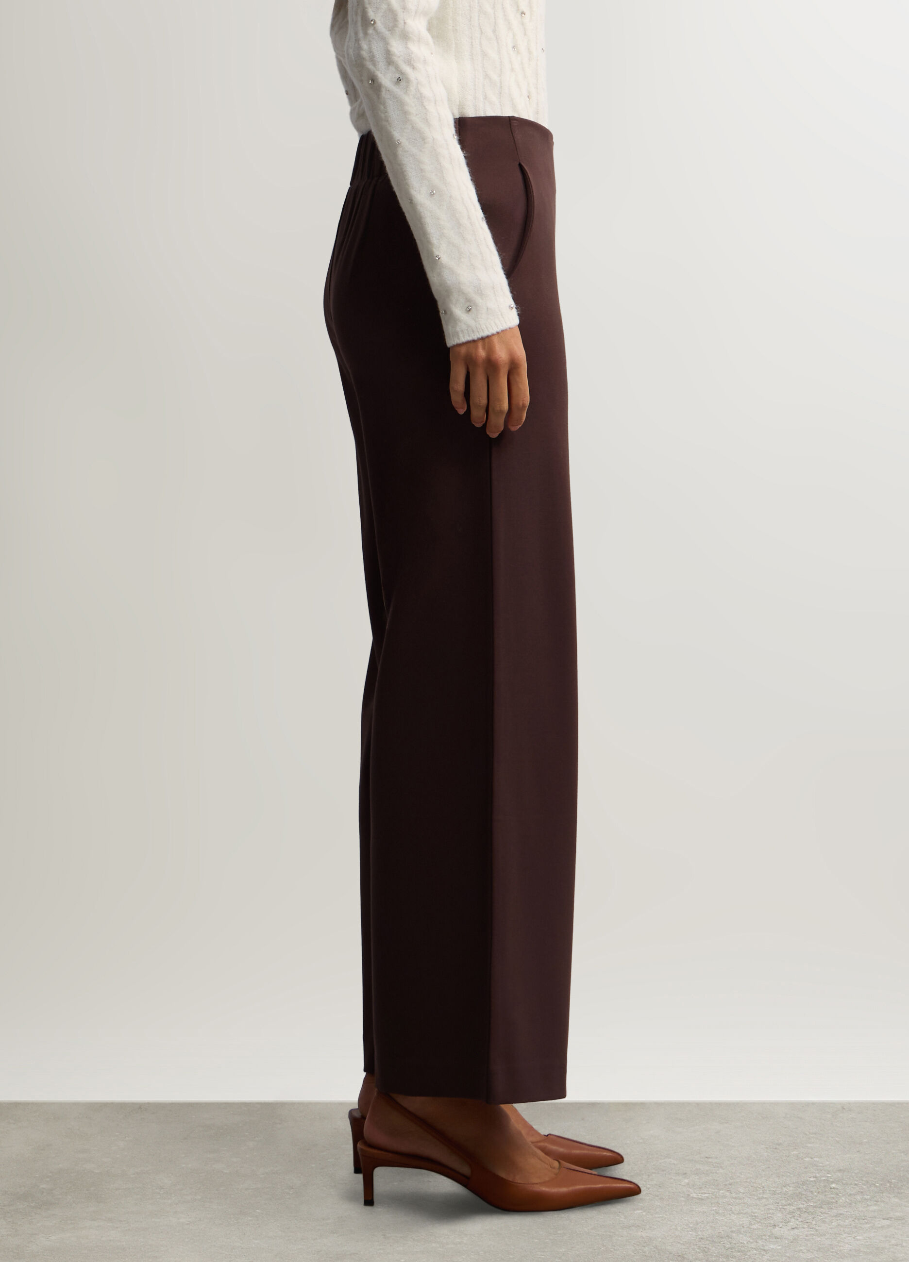 Pantaloni Wide Leg in Punto Milano stretch donna_1