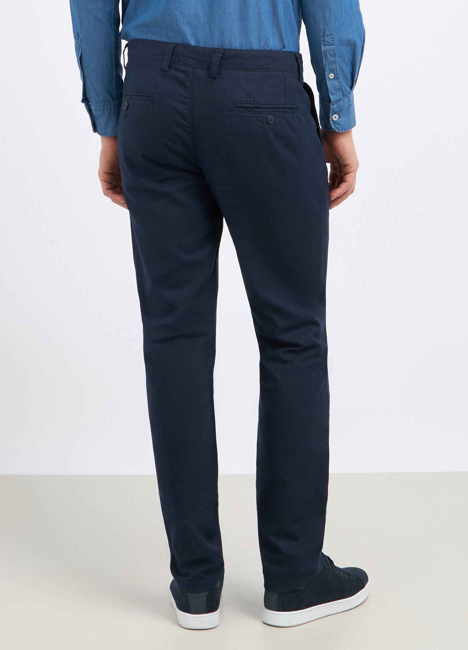 Pantaloni chino in misto lino uomo_1