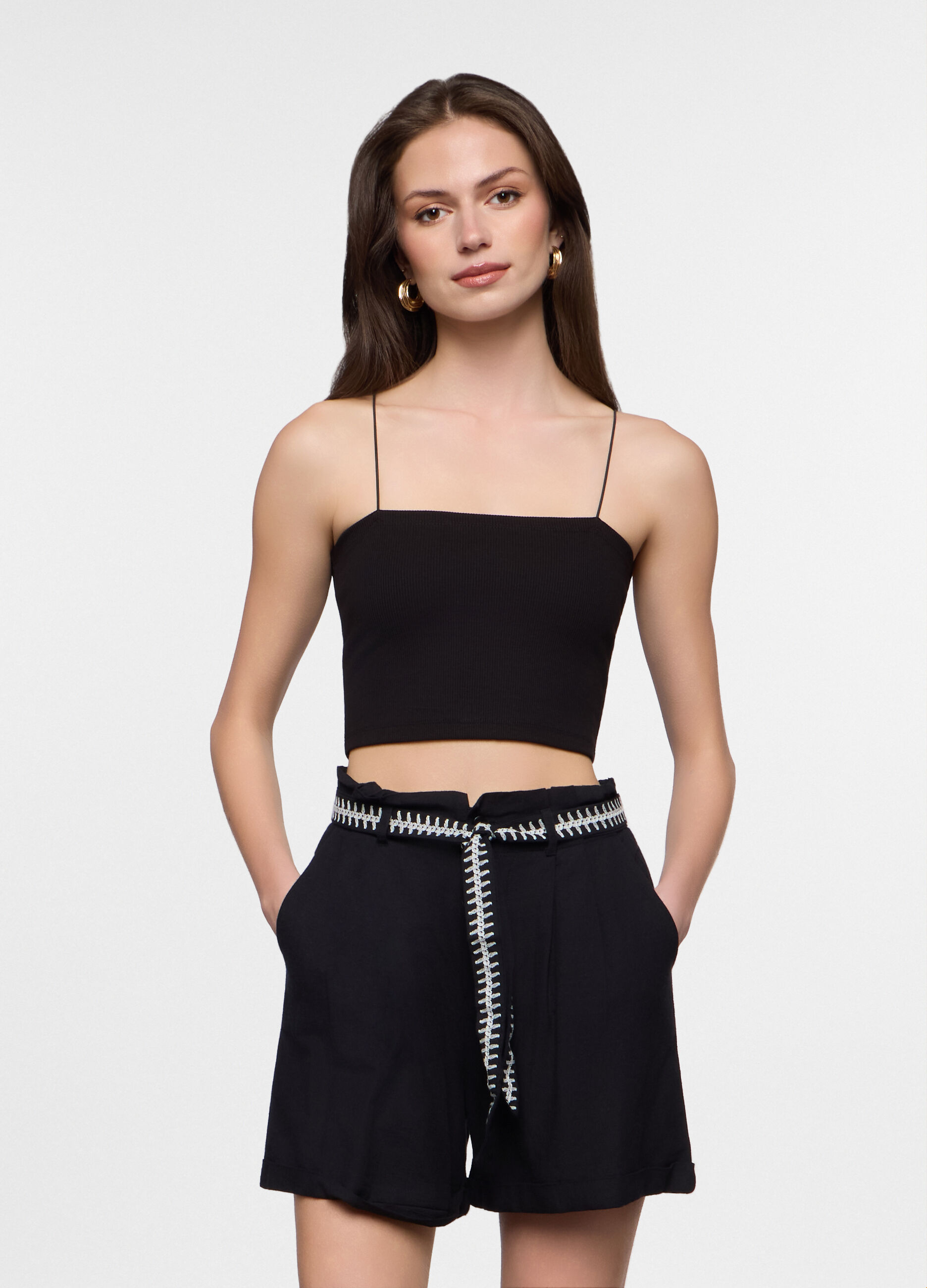 Canotta fitted in costina stretch donna_0