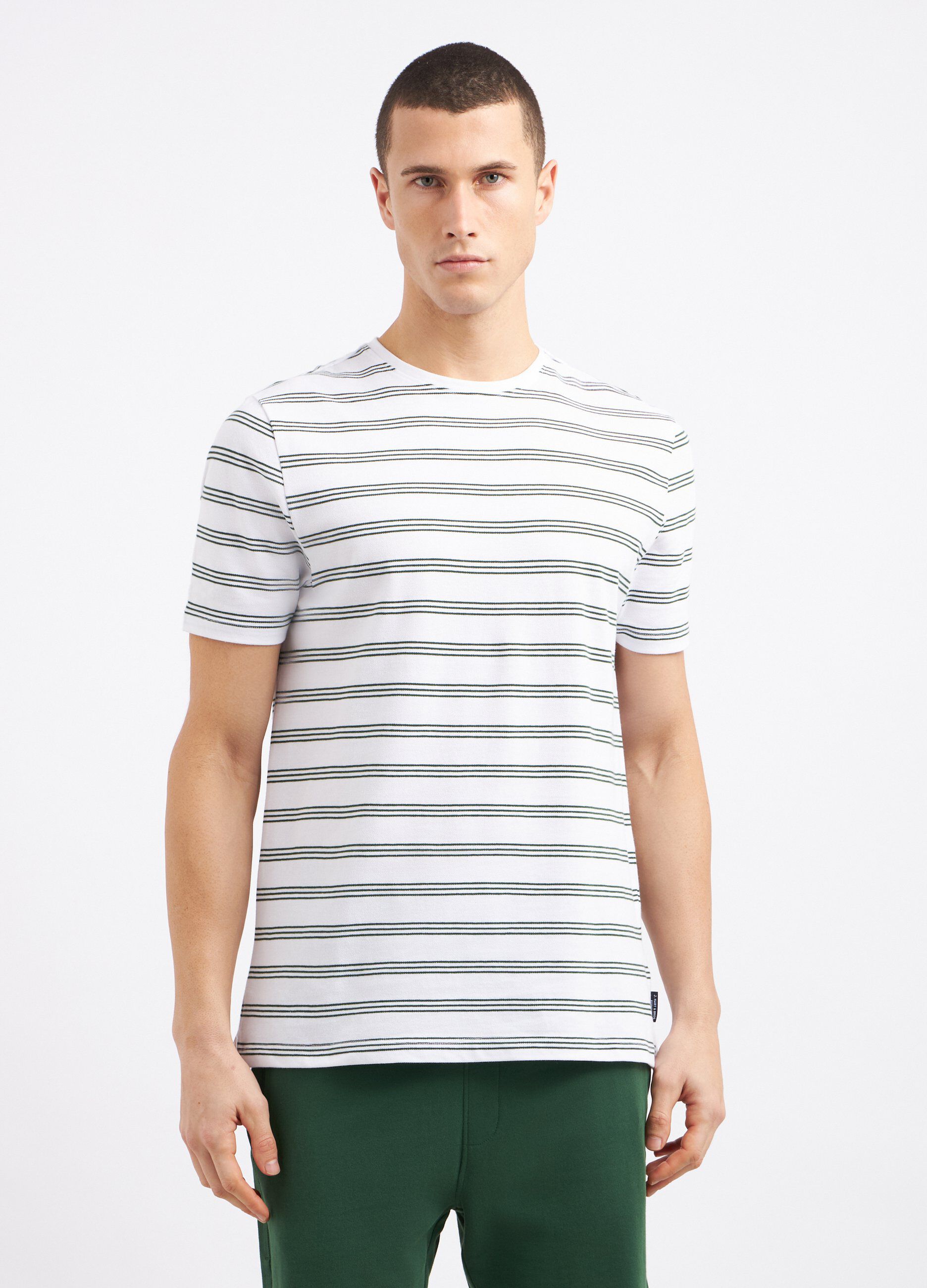T-shirt rigata in puro cotone piquet uomo_0
