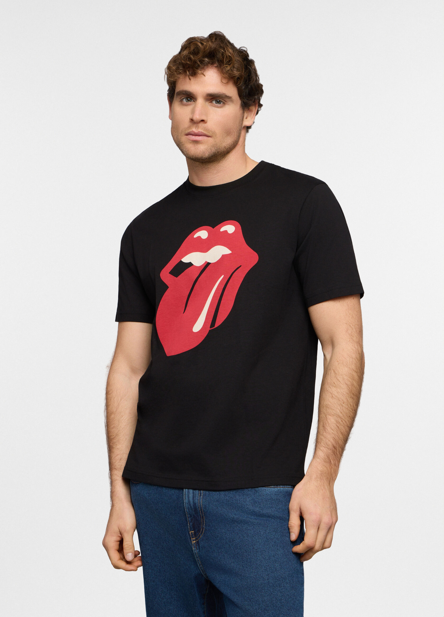 T-shirt girocollo con stampa Rolling Stones uomo_0