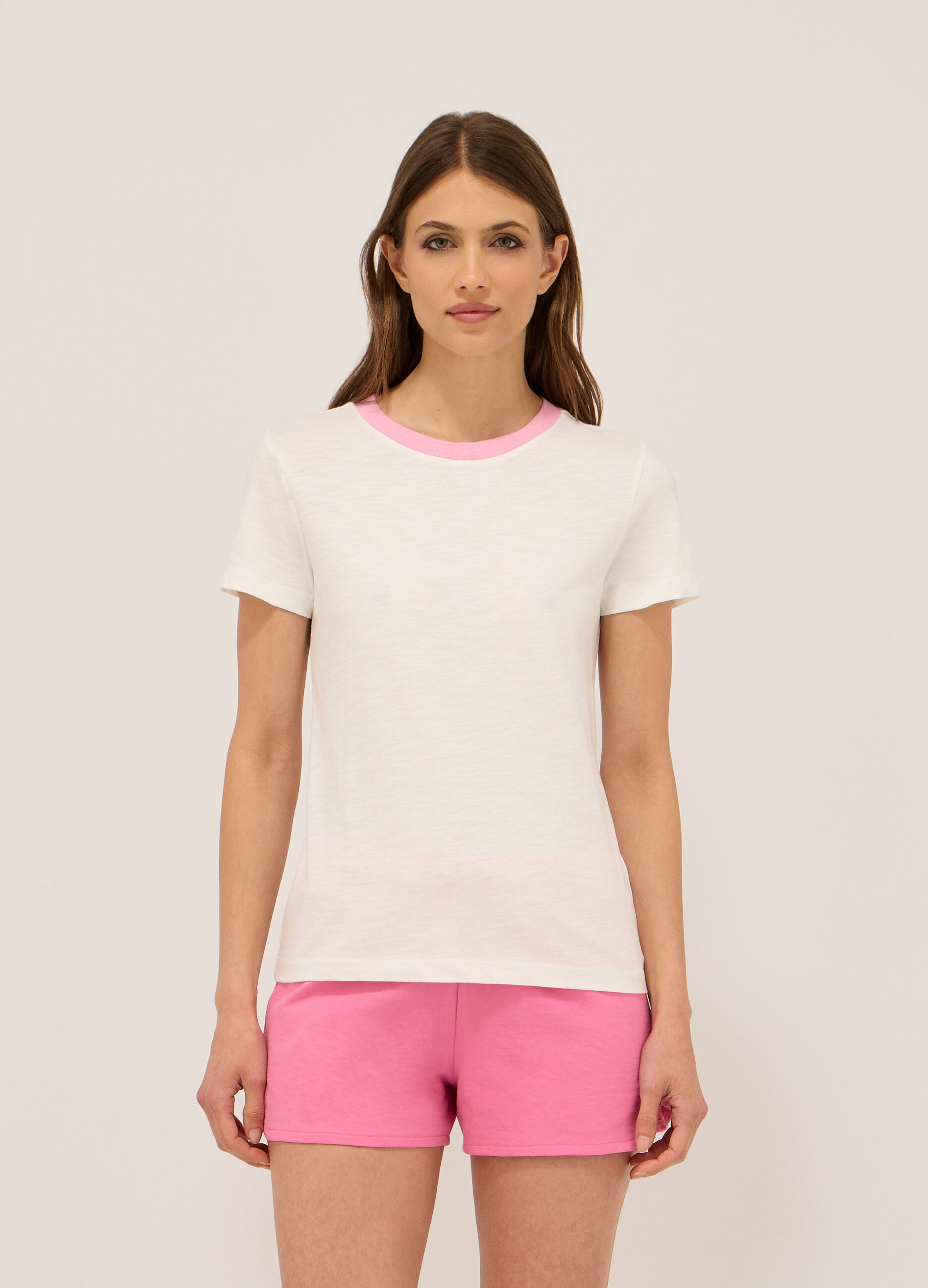 T-shirt in jersey di puro cotone donna_0