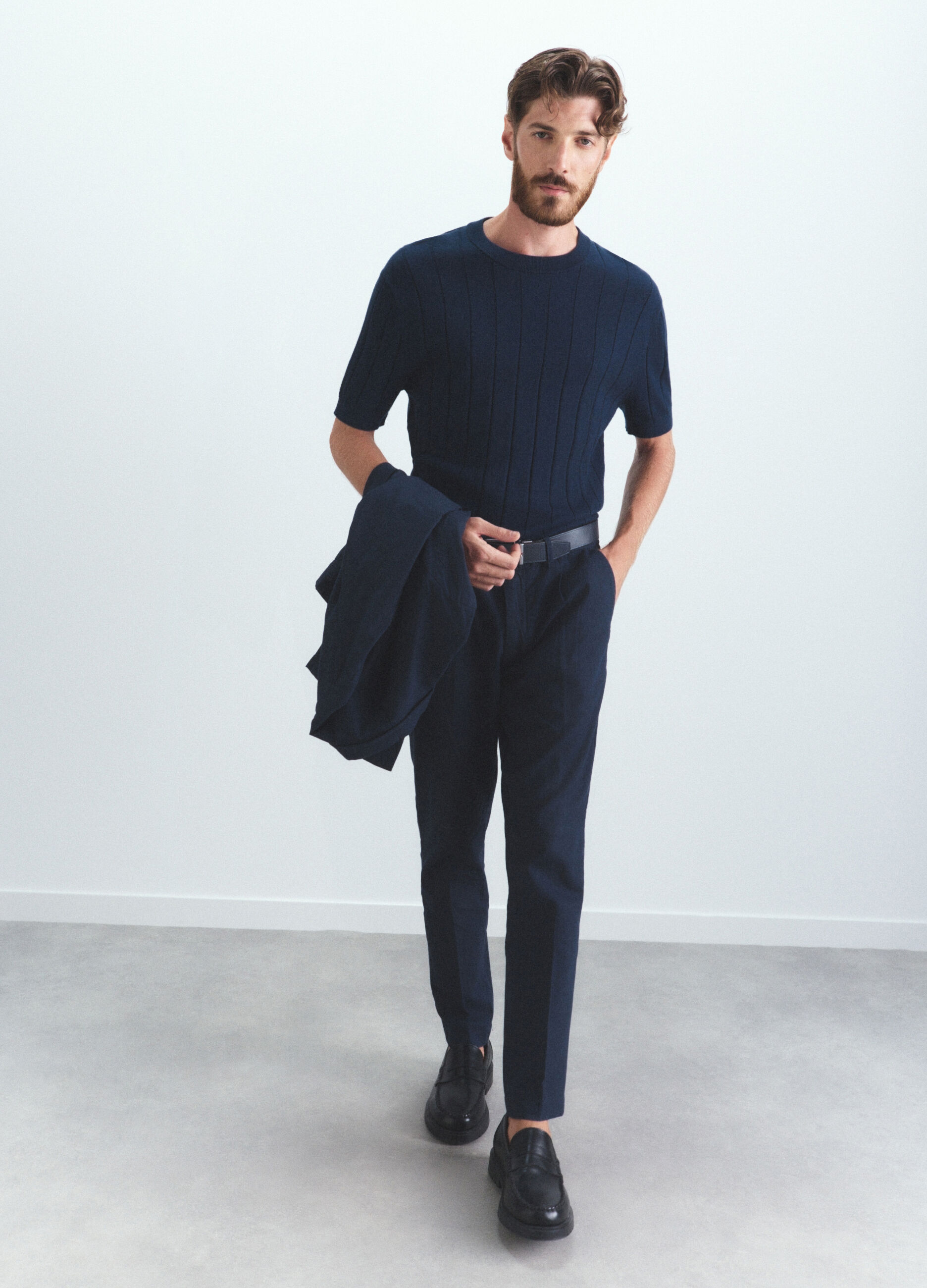 T-shirt in maglia a costa piatta uomo_0