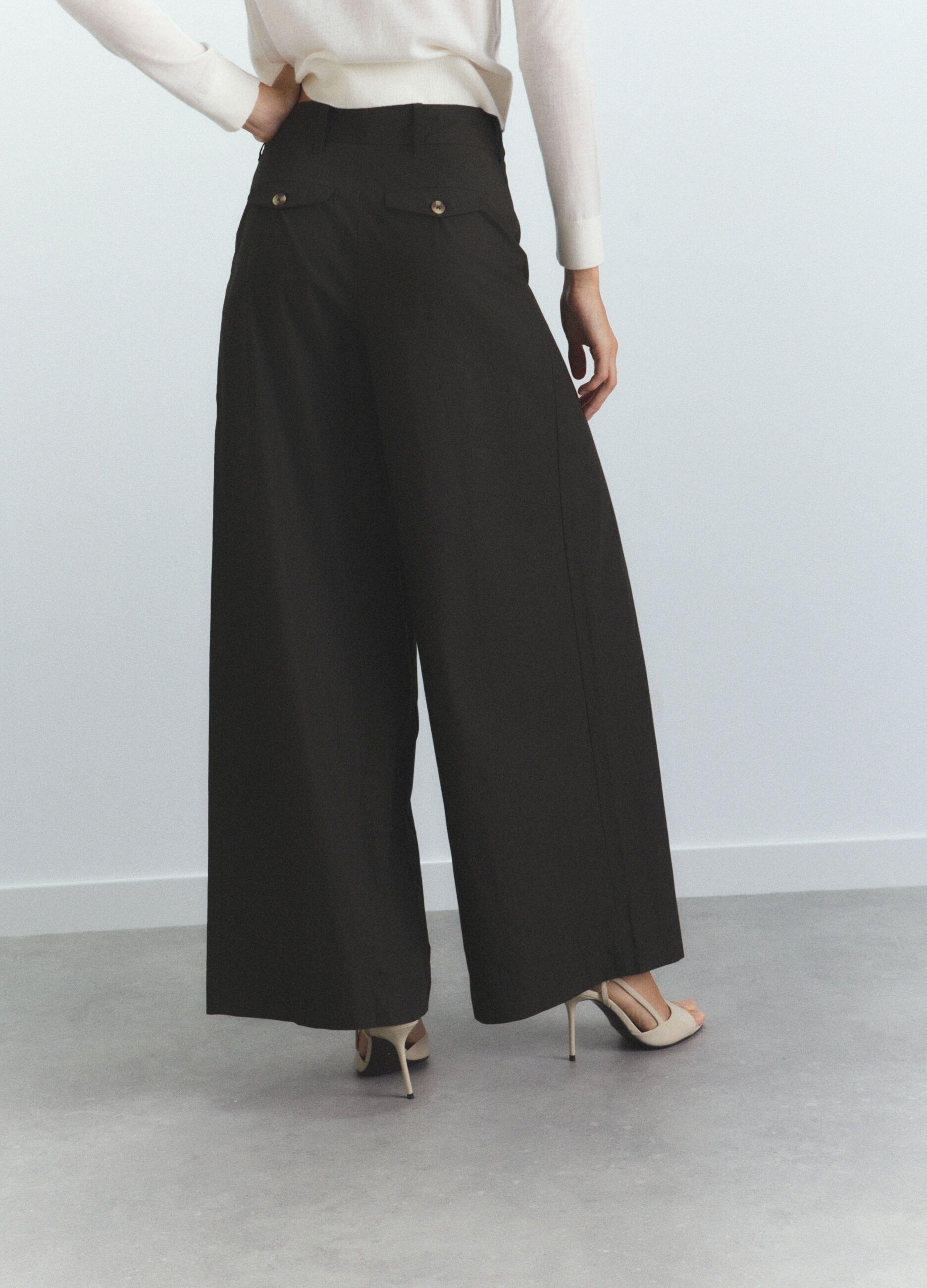 Pantaloni Fit Regular in popeline di puro cotone donna_3