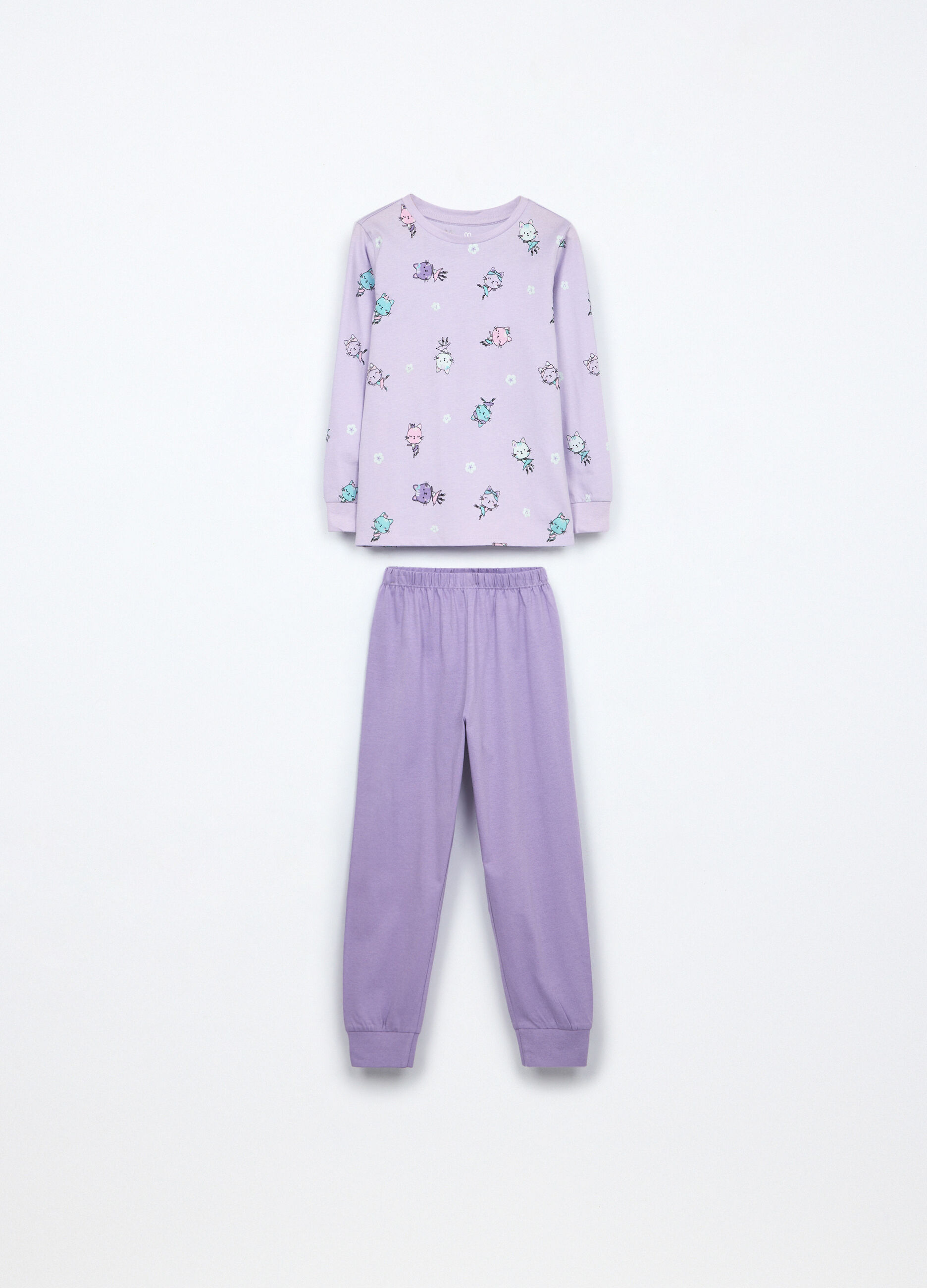 Set pigiama lungo in jersey di puro cotone bambina_0