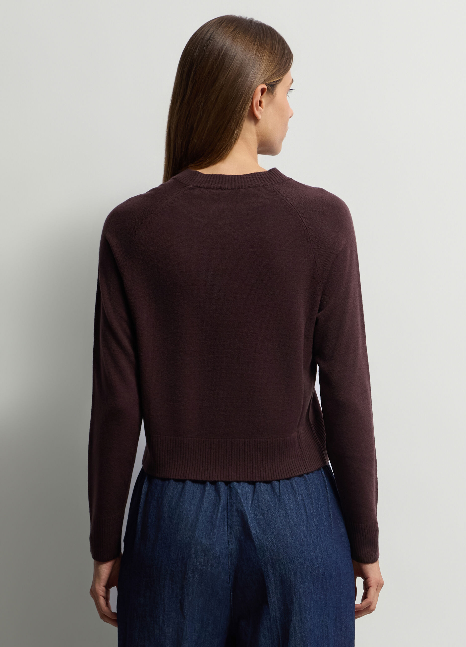 Pullover girocollo in maglia rasata donna_1