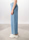 Pantaloni wide leg in denim di puro cotone donna_3