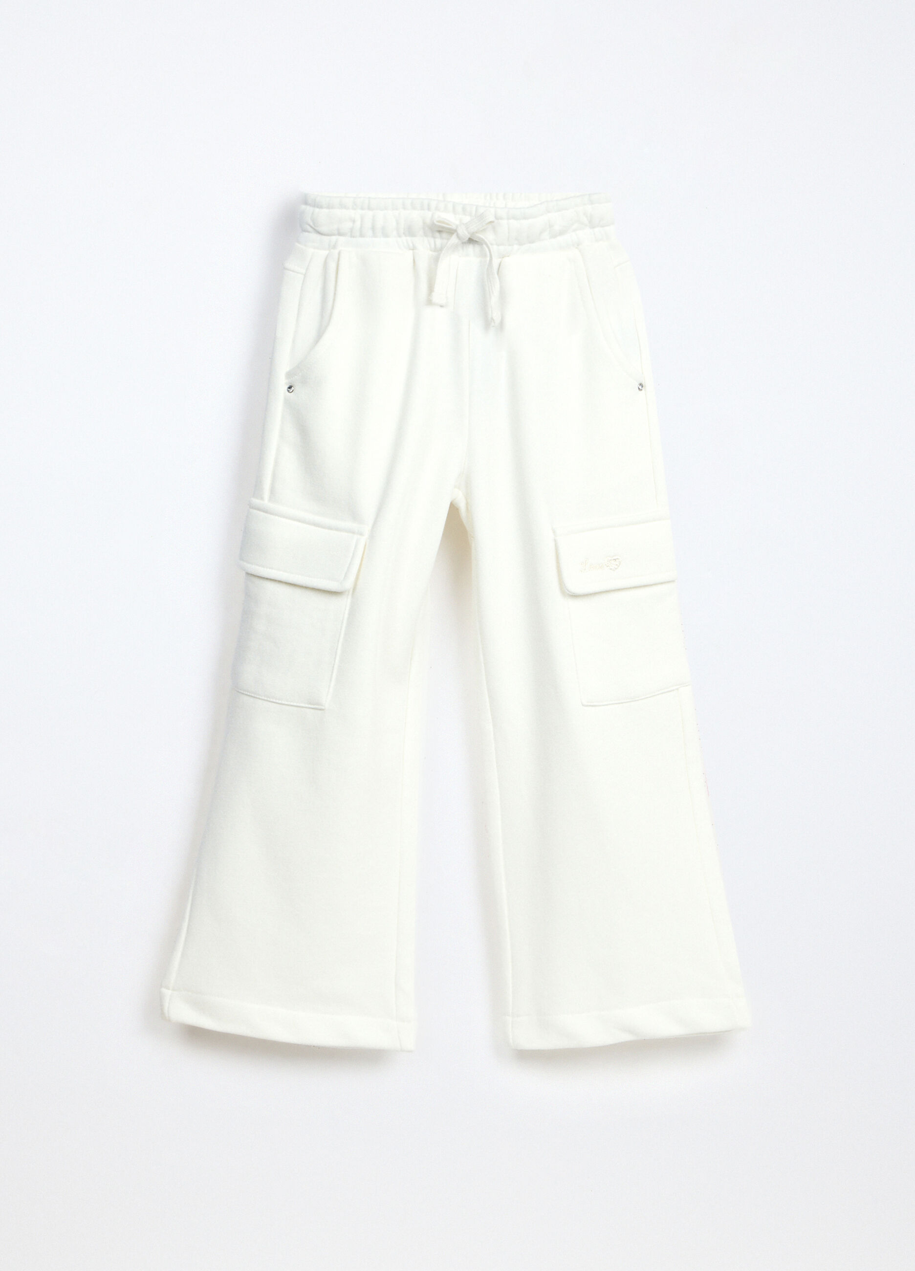 Pantaloni cargo in french terry di misto cotone bambina_0