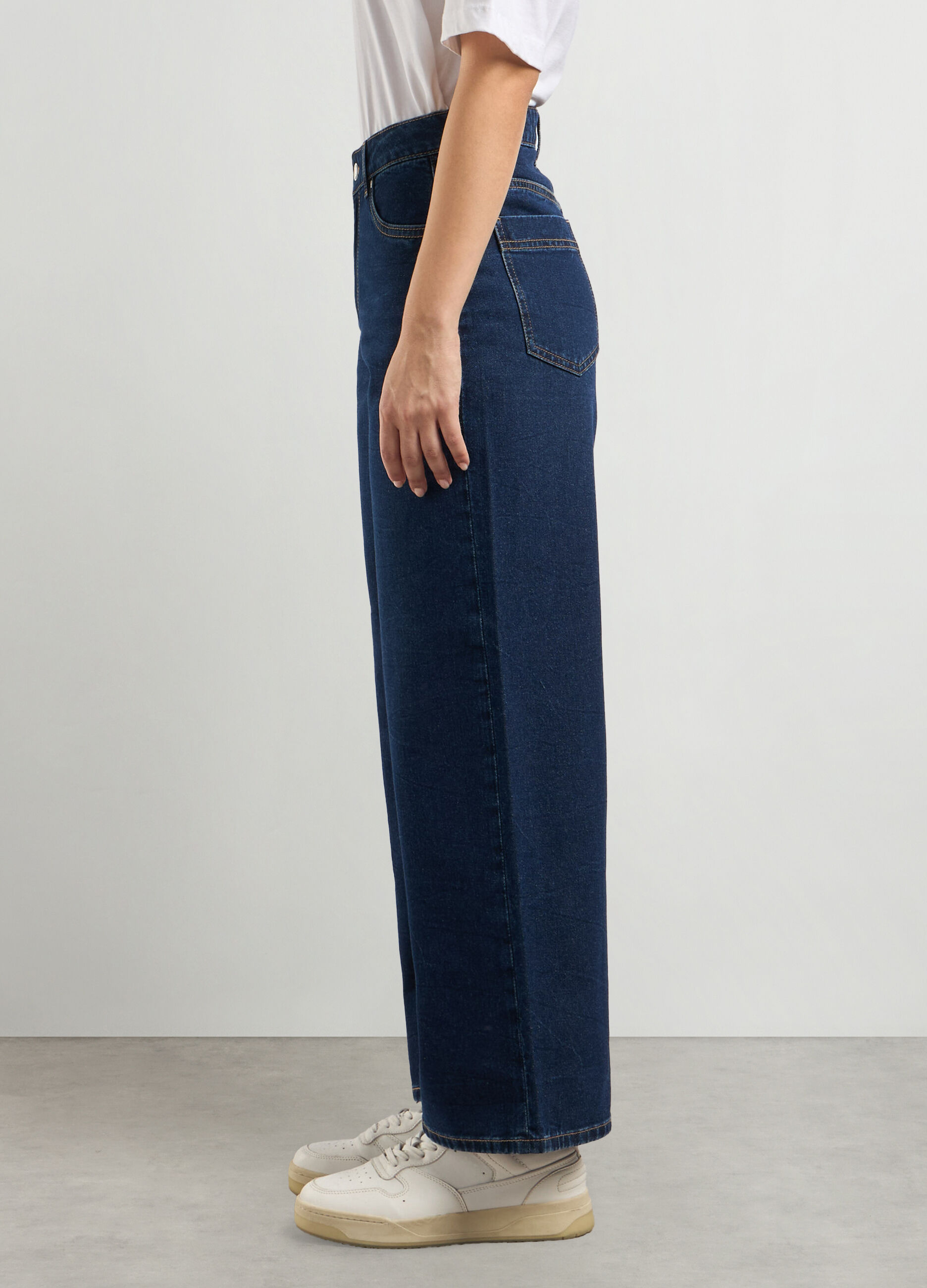 Pantaloni in denim di puro cotone wide leg donna_2