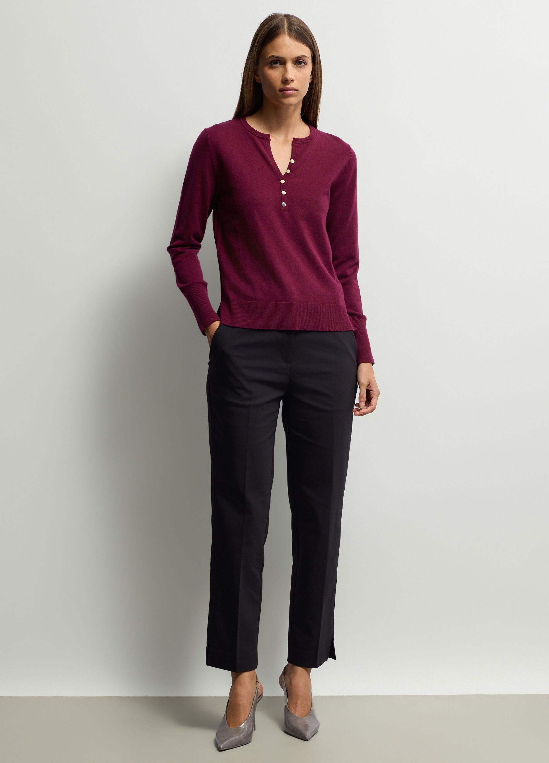 Pantaloni chino Fit Regular misto cotone stretch _0