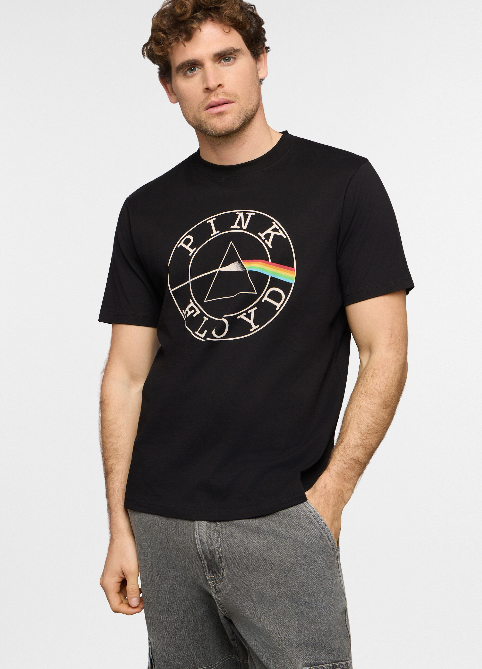 T-shirt girocollo con stampa Pink Floyd uomo_0