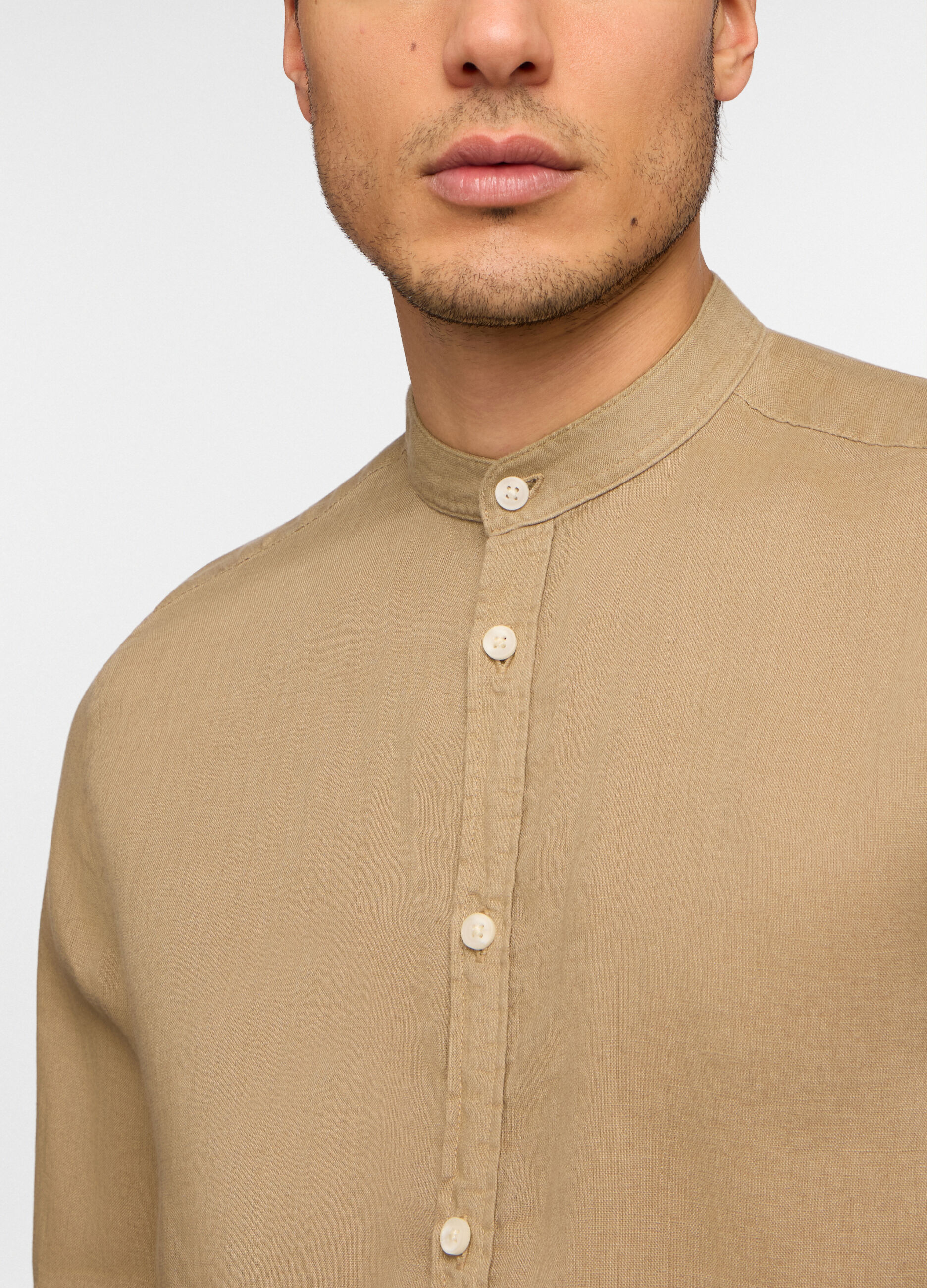 Camicia coreana regular fit in lino uomo_2