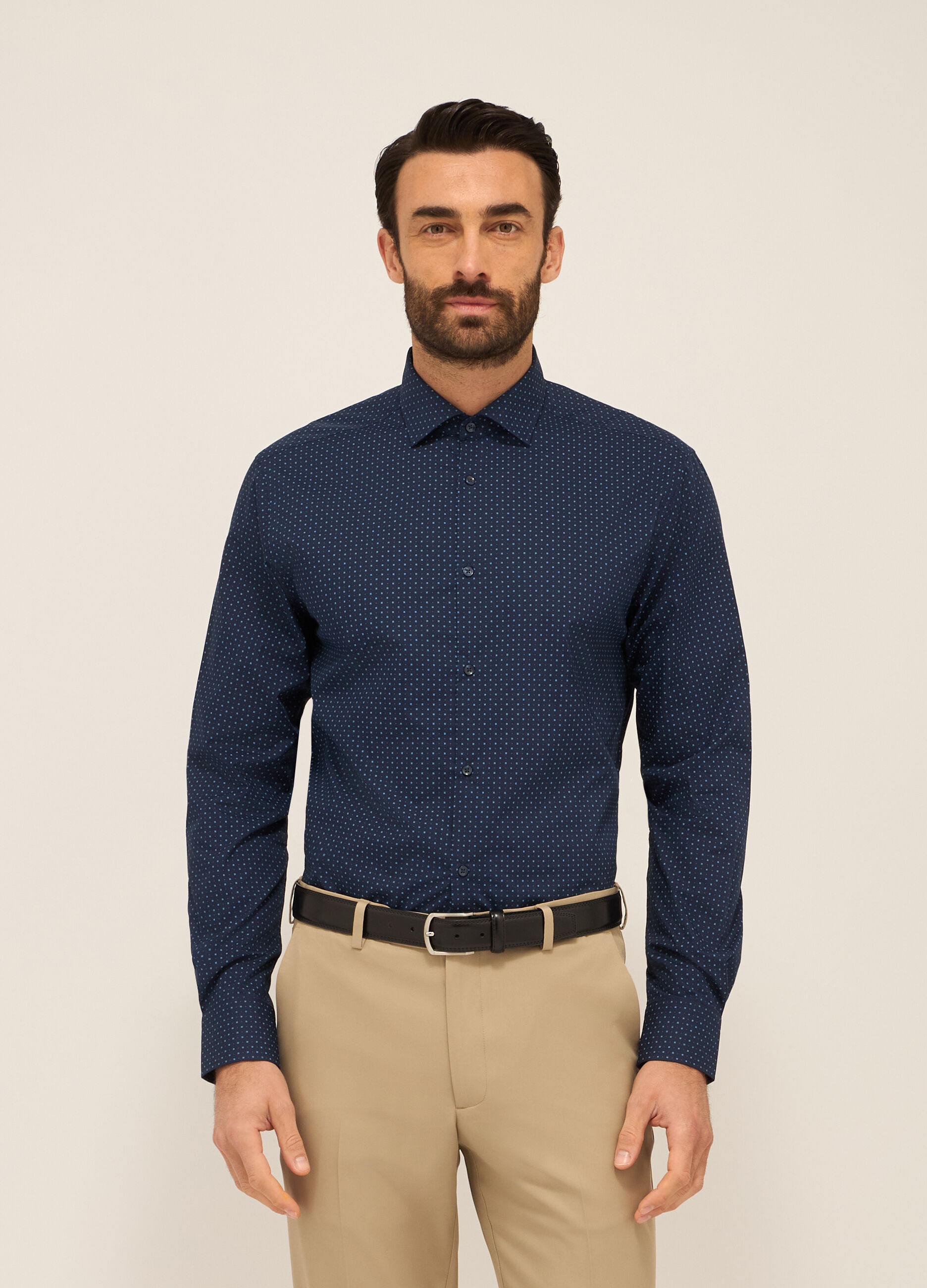 Camicia regular fit in misto cotone a fantasia_0