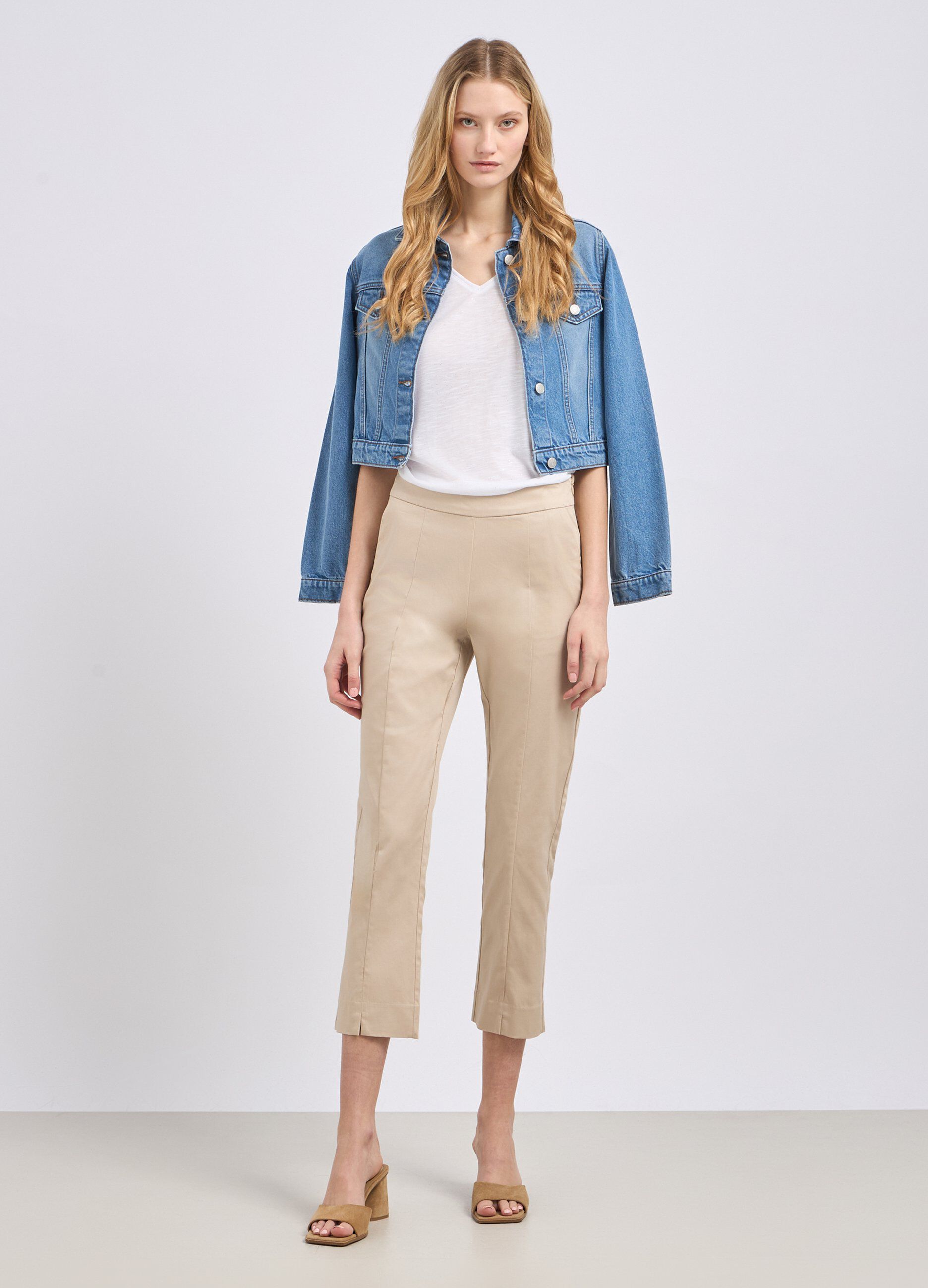 Pantaloni in cotone satin donna_0