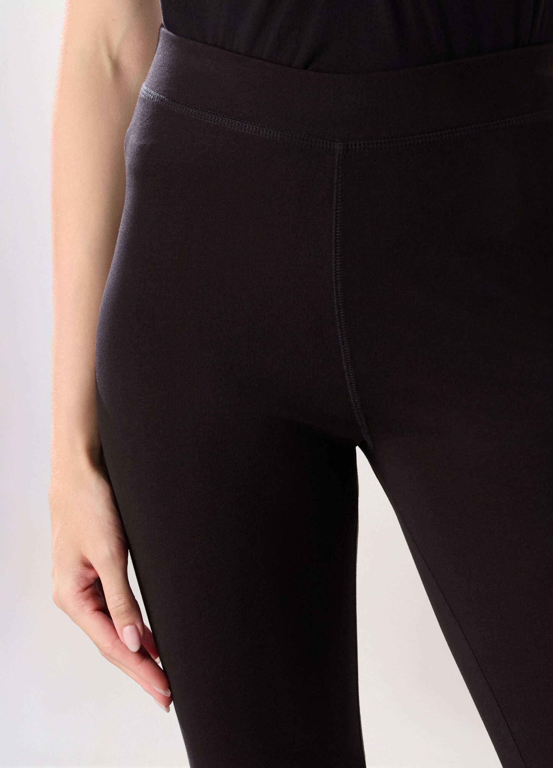 Leggings in jersey di cotone stretch donna_2