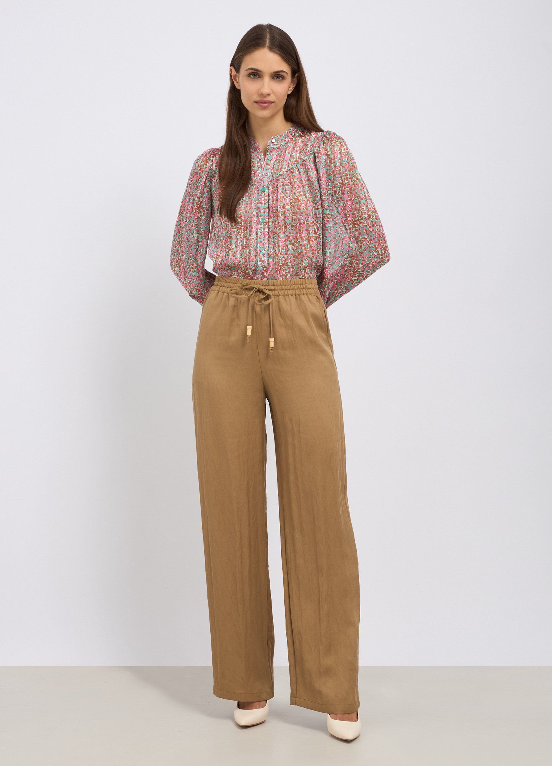 Pantaloni in misto lyocell donna_0