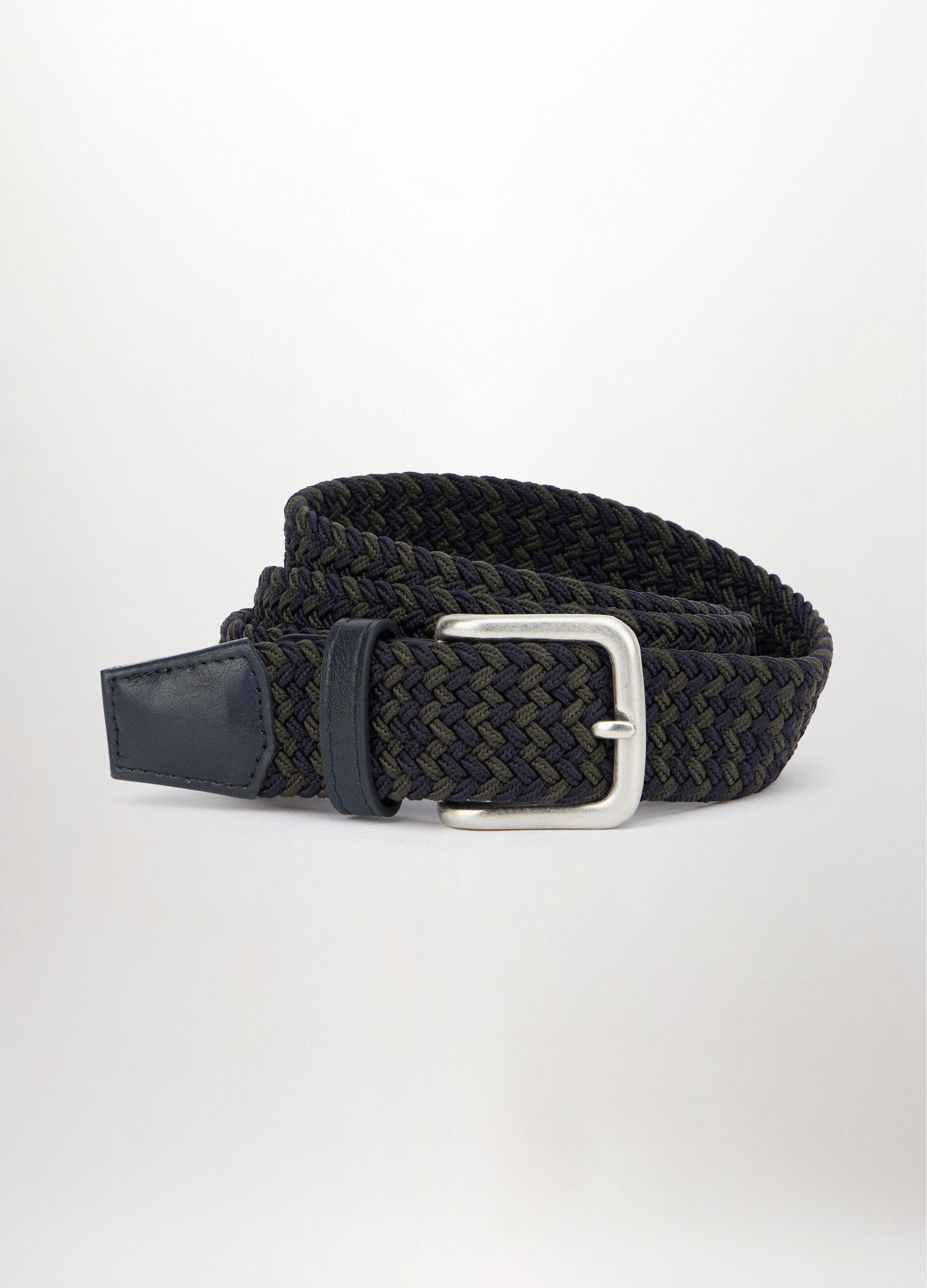 Cintura bicolor intrecciata con inserti in ECOpelle uomo_0