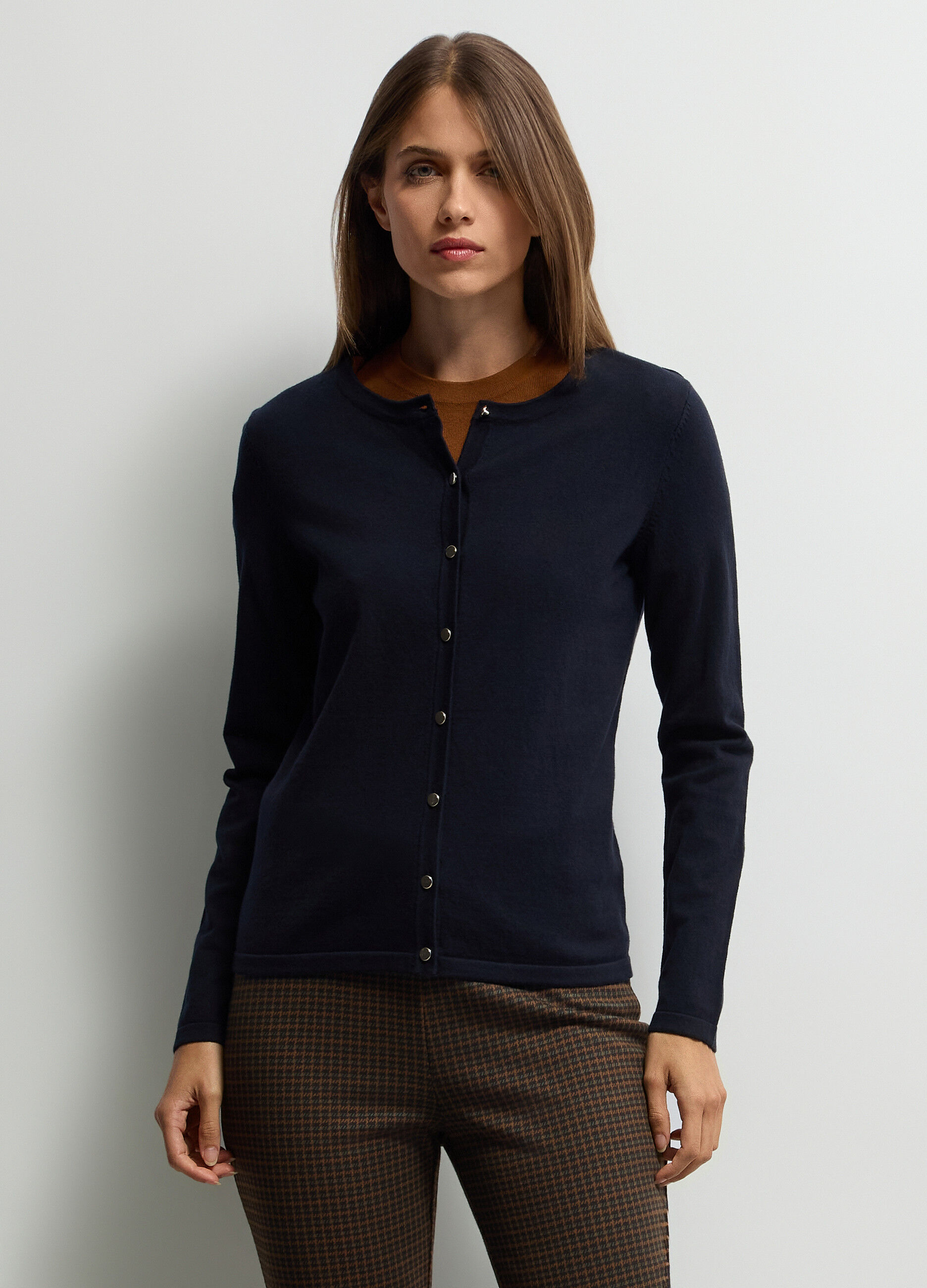 Cardigan girocollo rasato donna_0