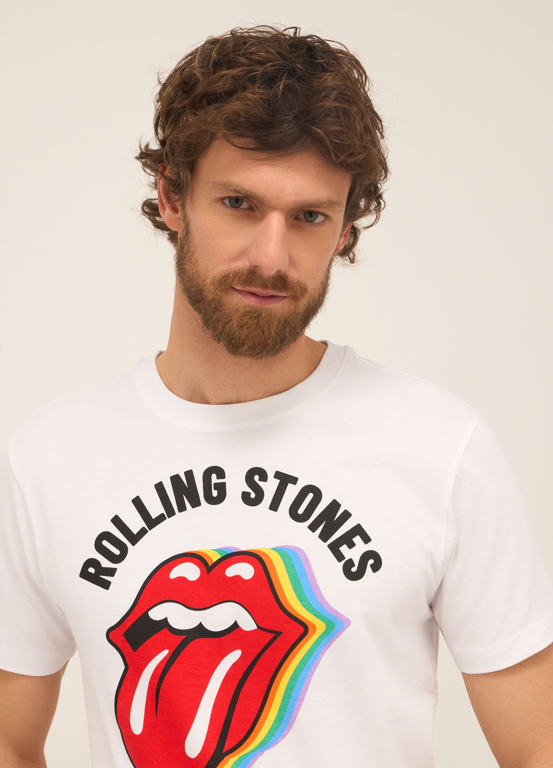 T-shirt girocollo in puro cotone con stampa uomo_2