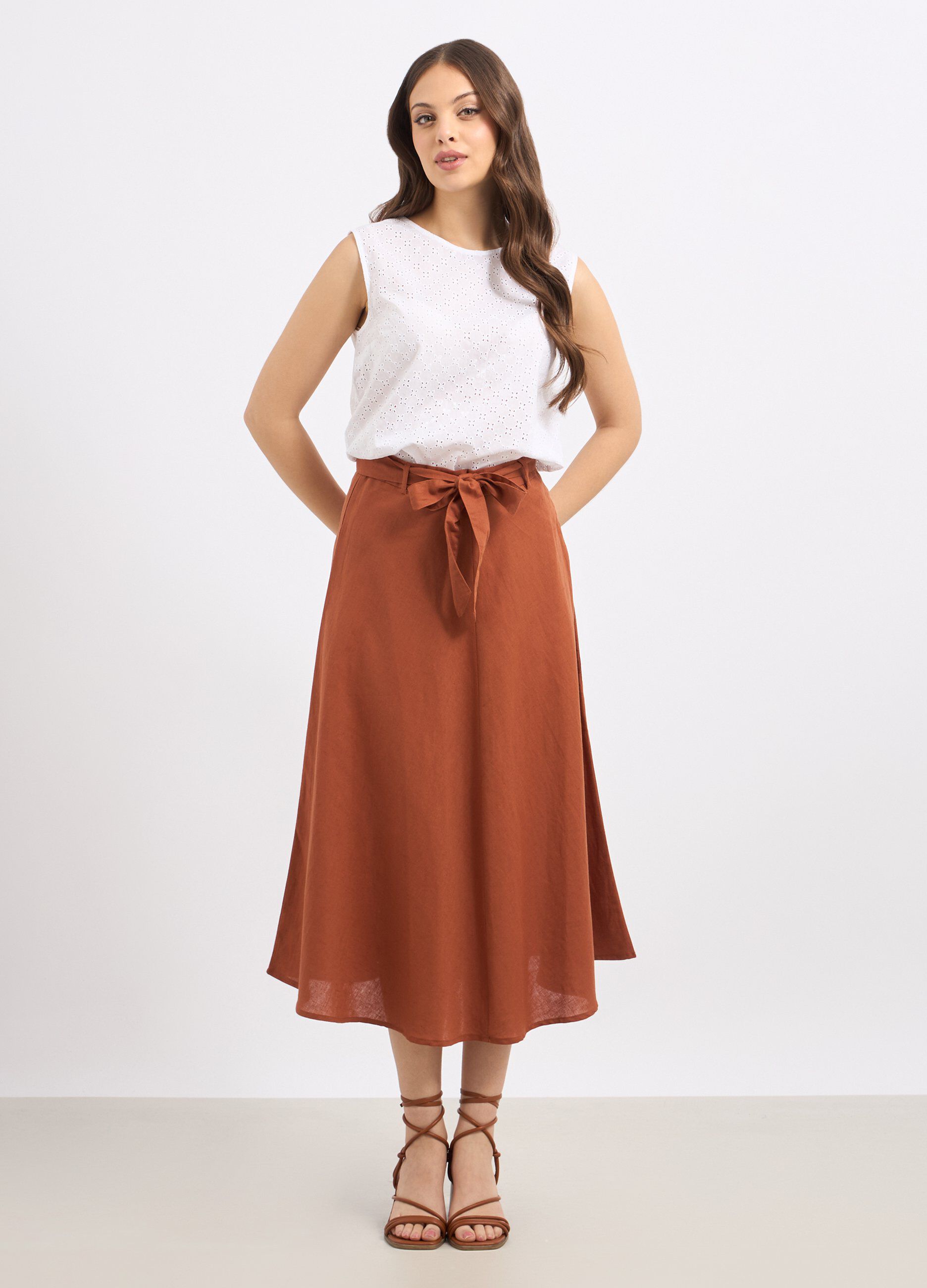 Gonna lunga in misto lino donna
