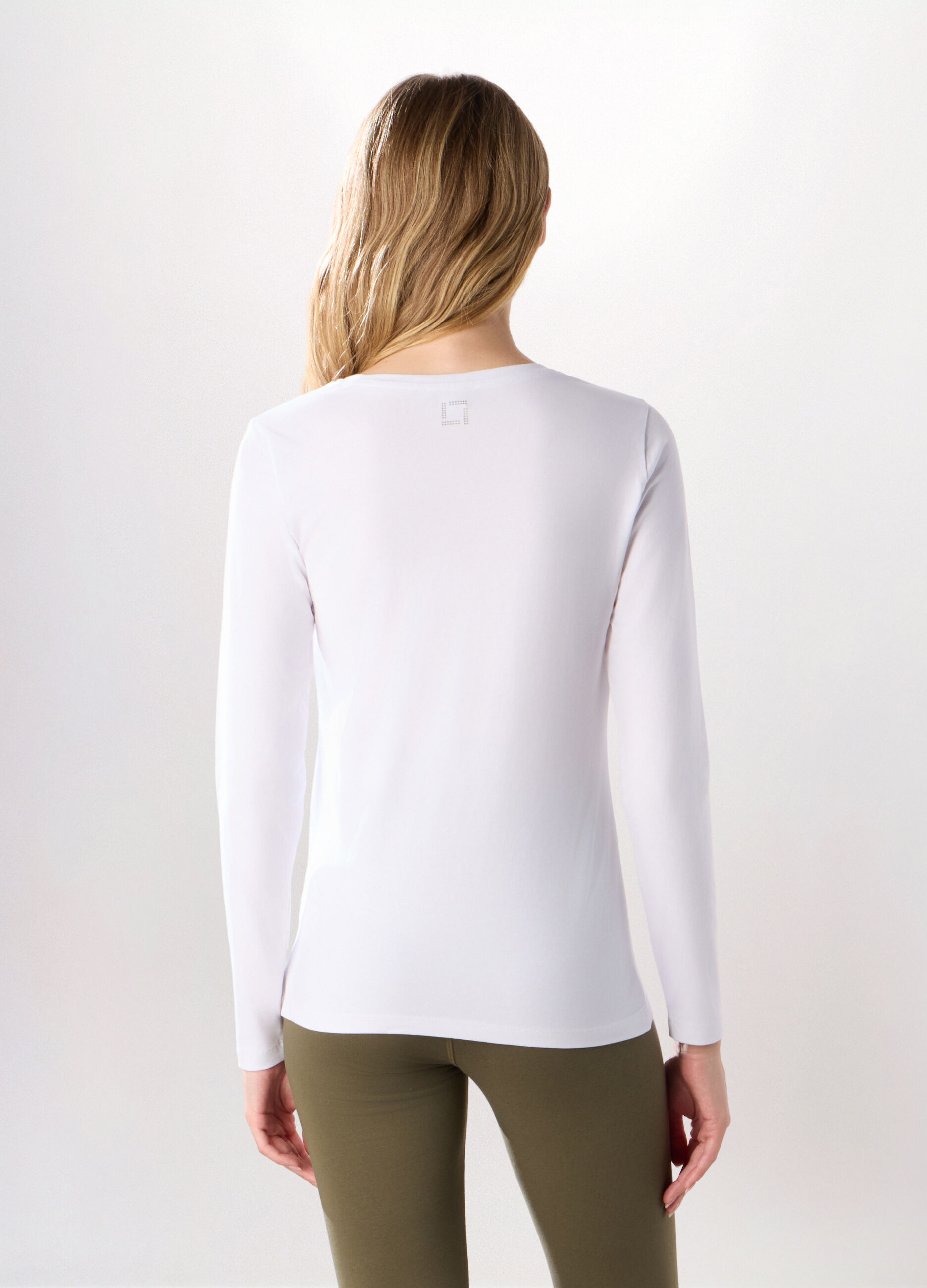 T-shirt in jersey di cotone stretch donna_1