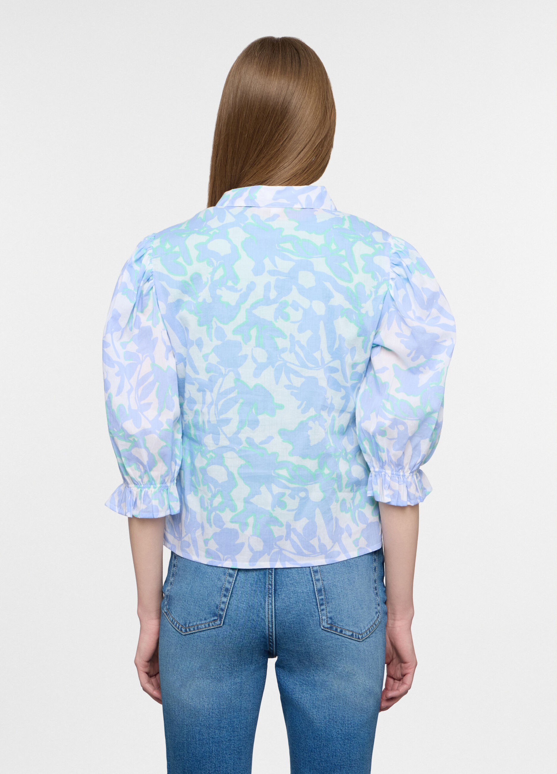 Camicia fit regular con colletto alla francese in puro cotone voile donna_1
