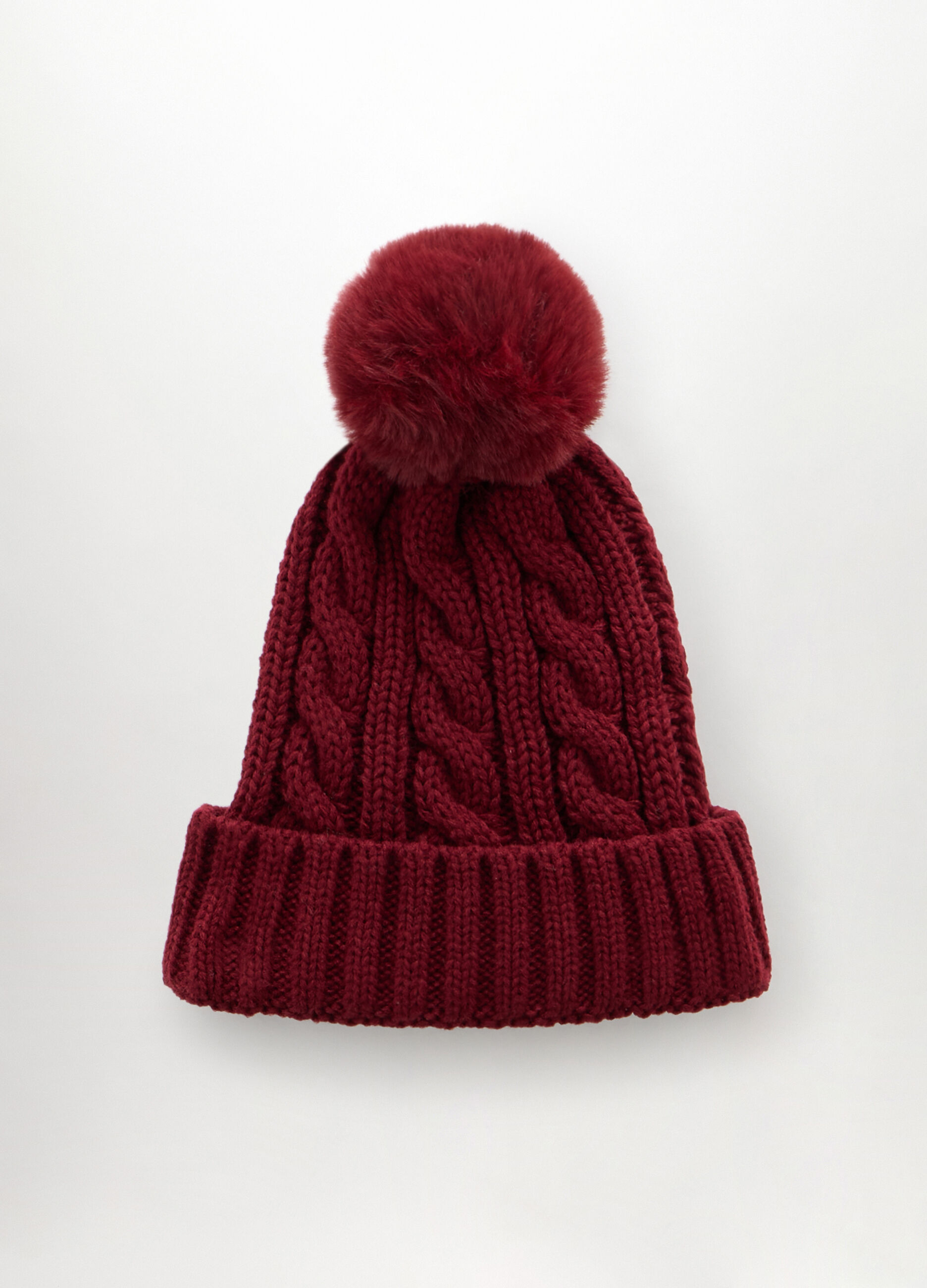 Berretto tricot con pon pom donna_1