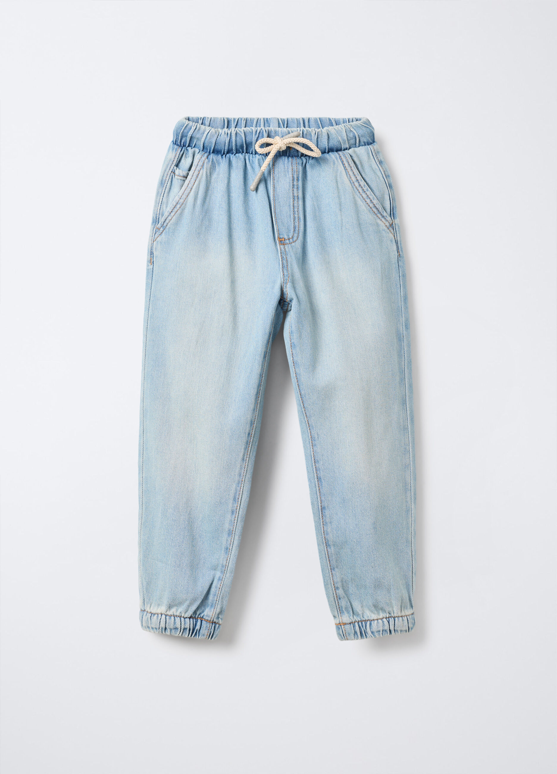 Jogger in denim di cotone misto viscosa Relaxed Fit bambino_0