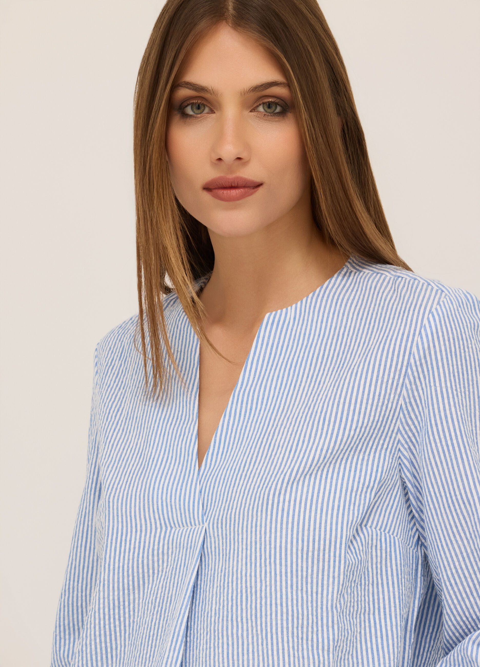 Blusa a righe in puro cotone donna_2