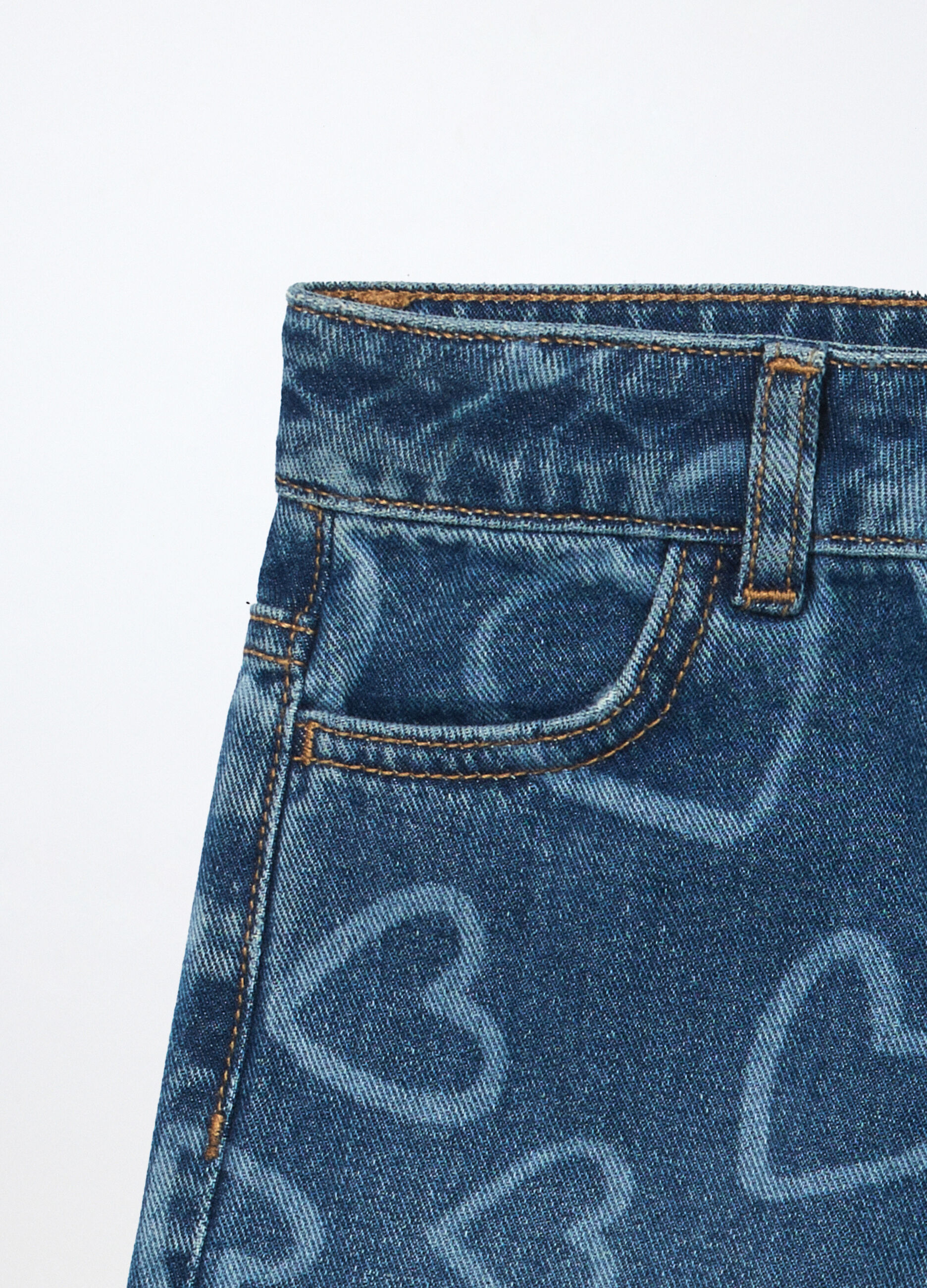 Pantaloni wide leg in denim di puro cotone bambina_2