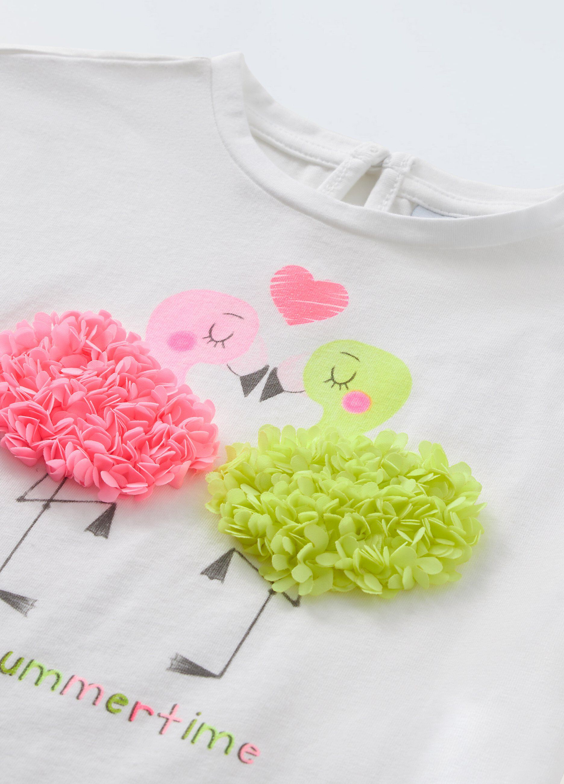 T-shirt in cotone stretch con applicazioni neonata_1