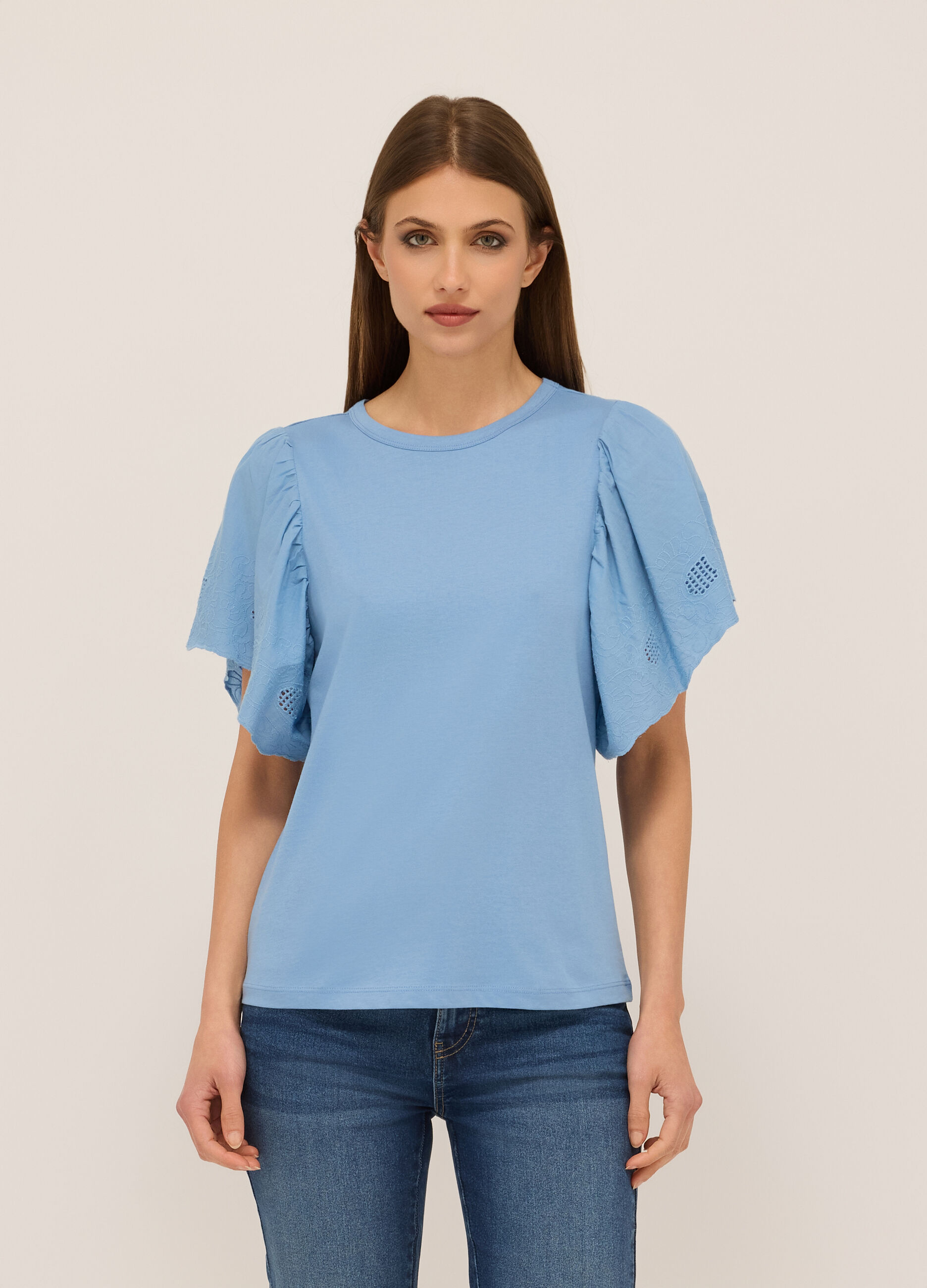 T-shirt in jersey di puro cotone donna_0
