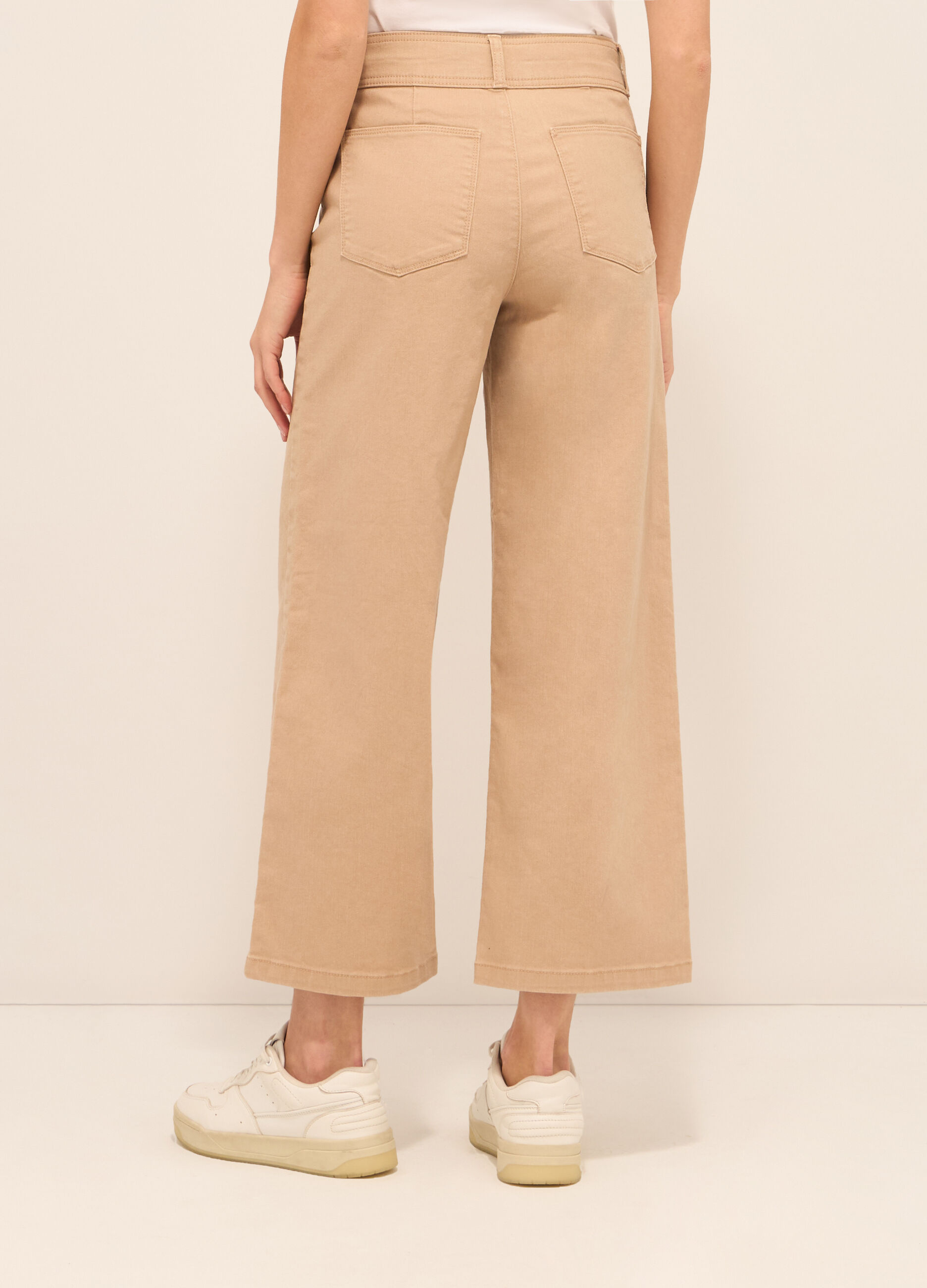 Pantaloni in twill di cotone stretch donna_1