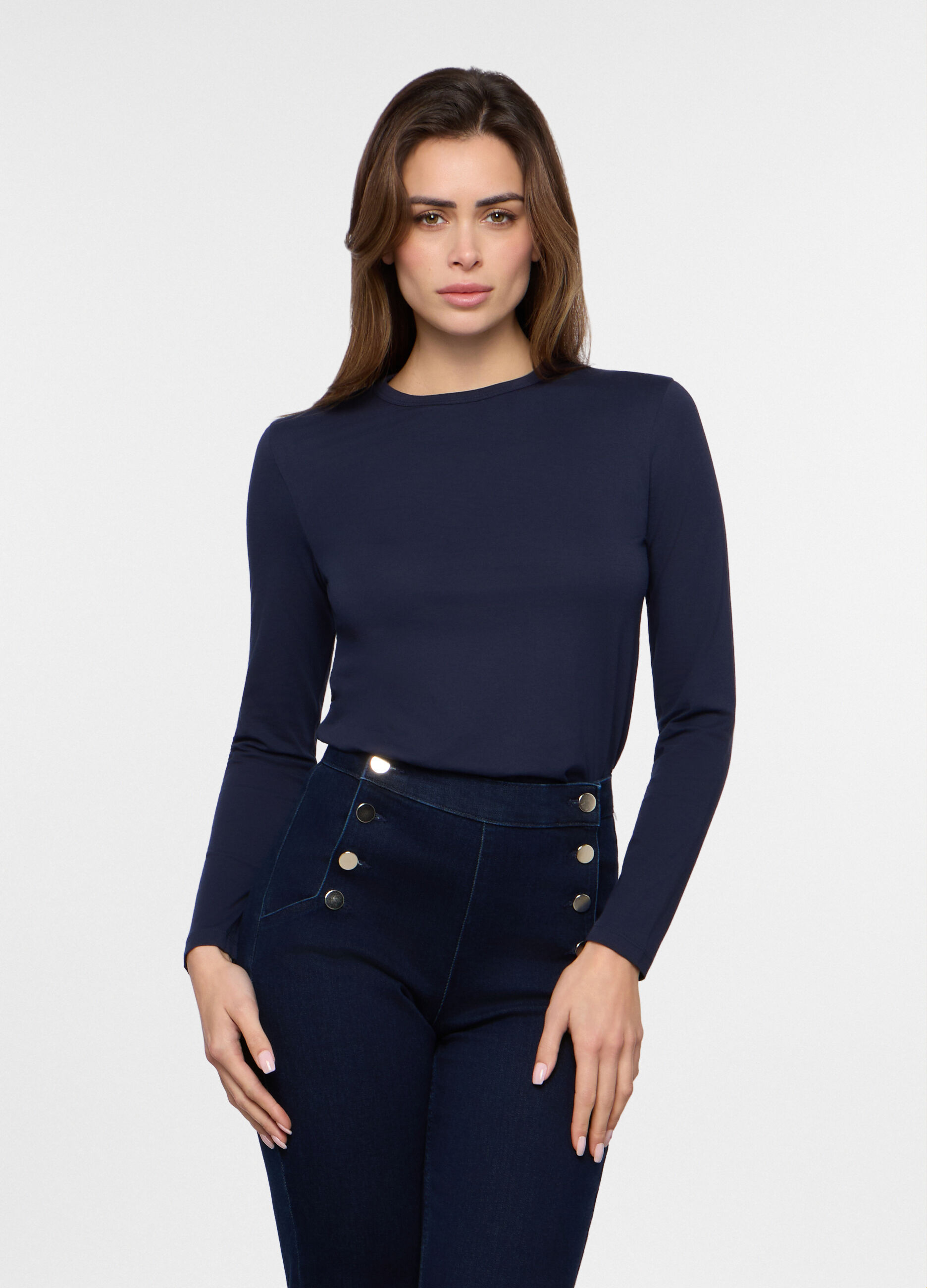 T-shirt in jersey di puro cotone donna_0