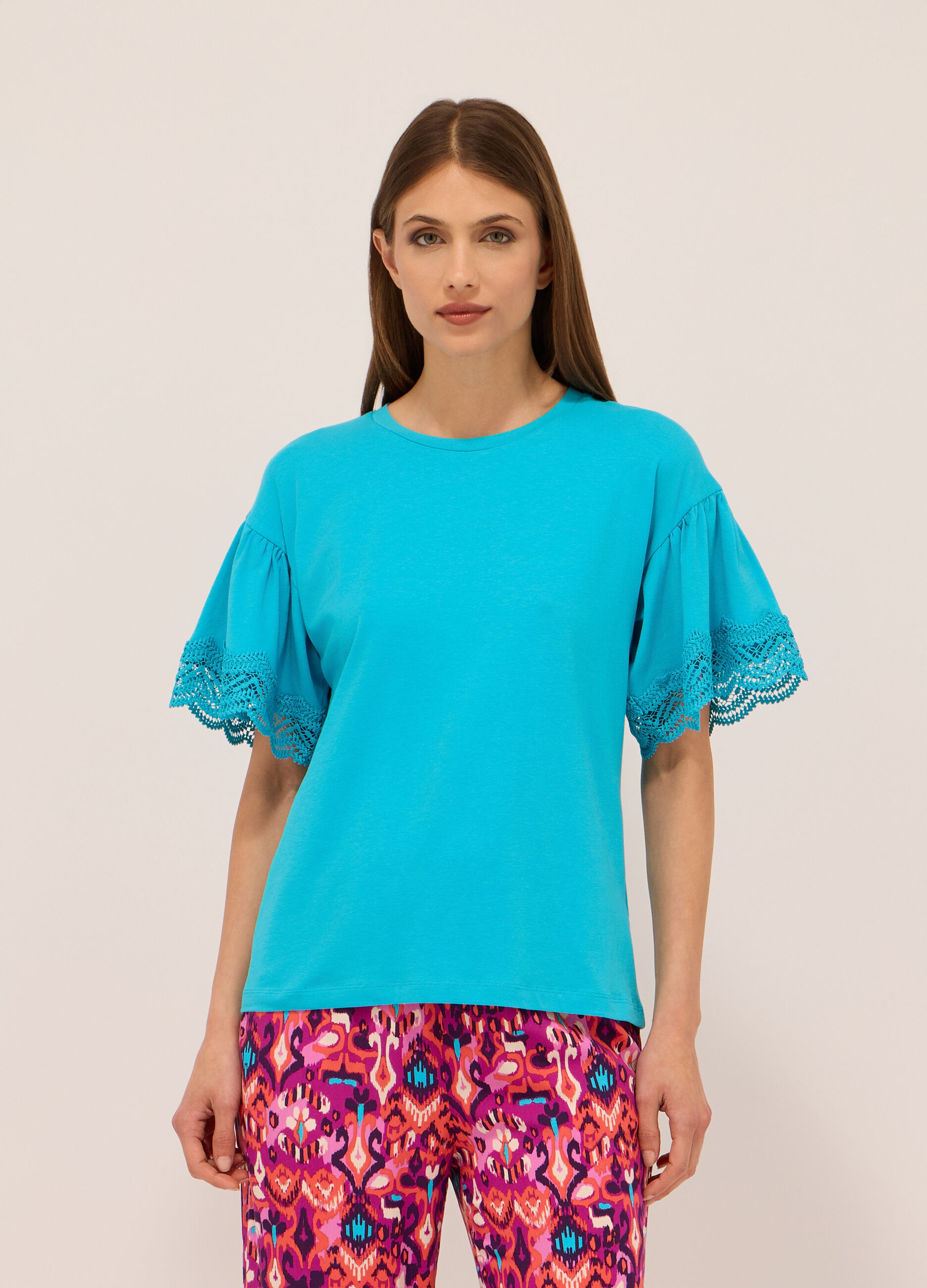 T-shirt in cotone stretch donna_0