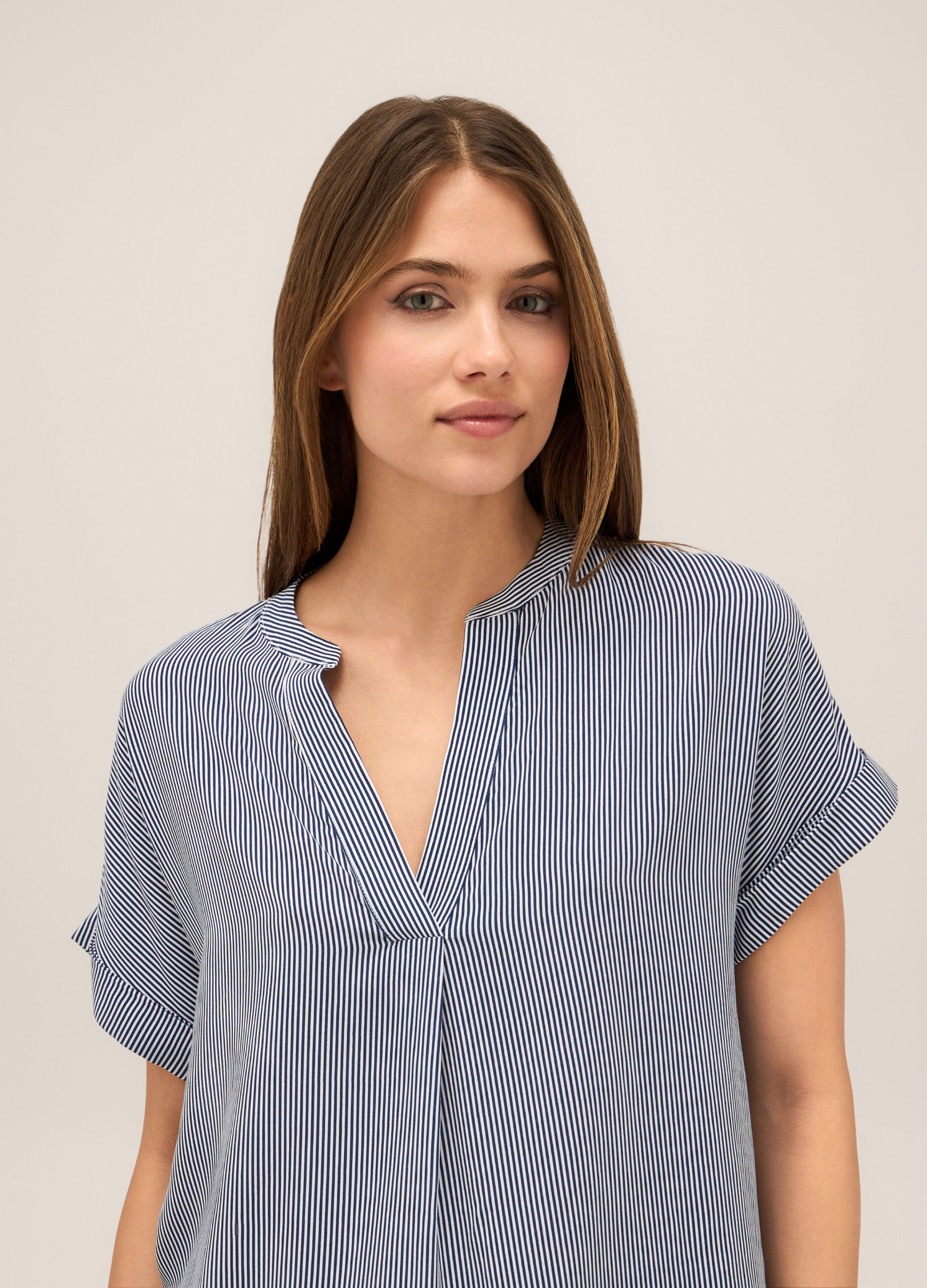 Blusa in pura viscosa a righe donna_2