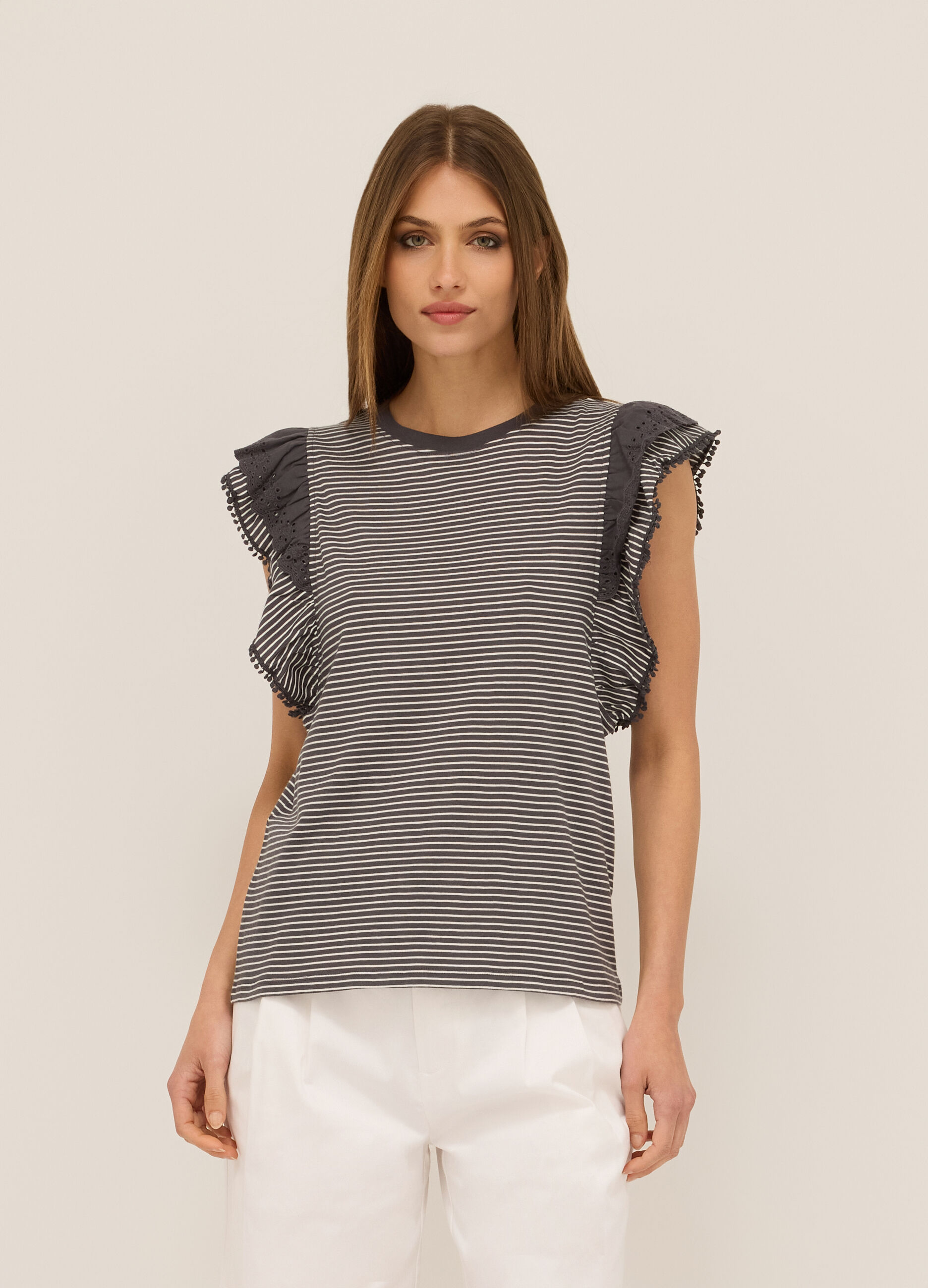 T-shirt in jersey di puro cotone donna_0