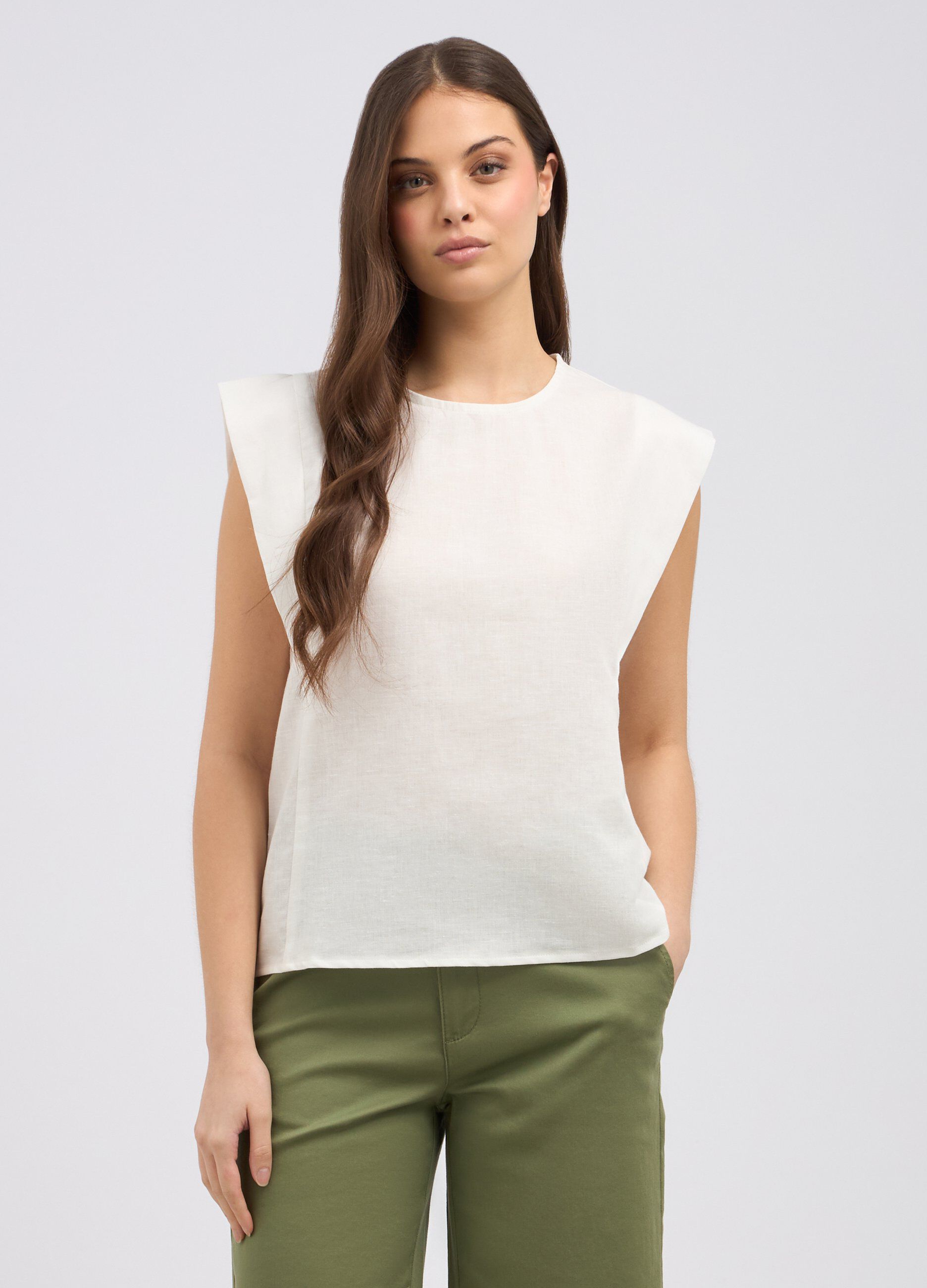 Blusa in misto lino donna_0
