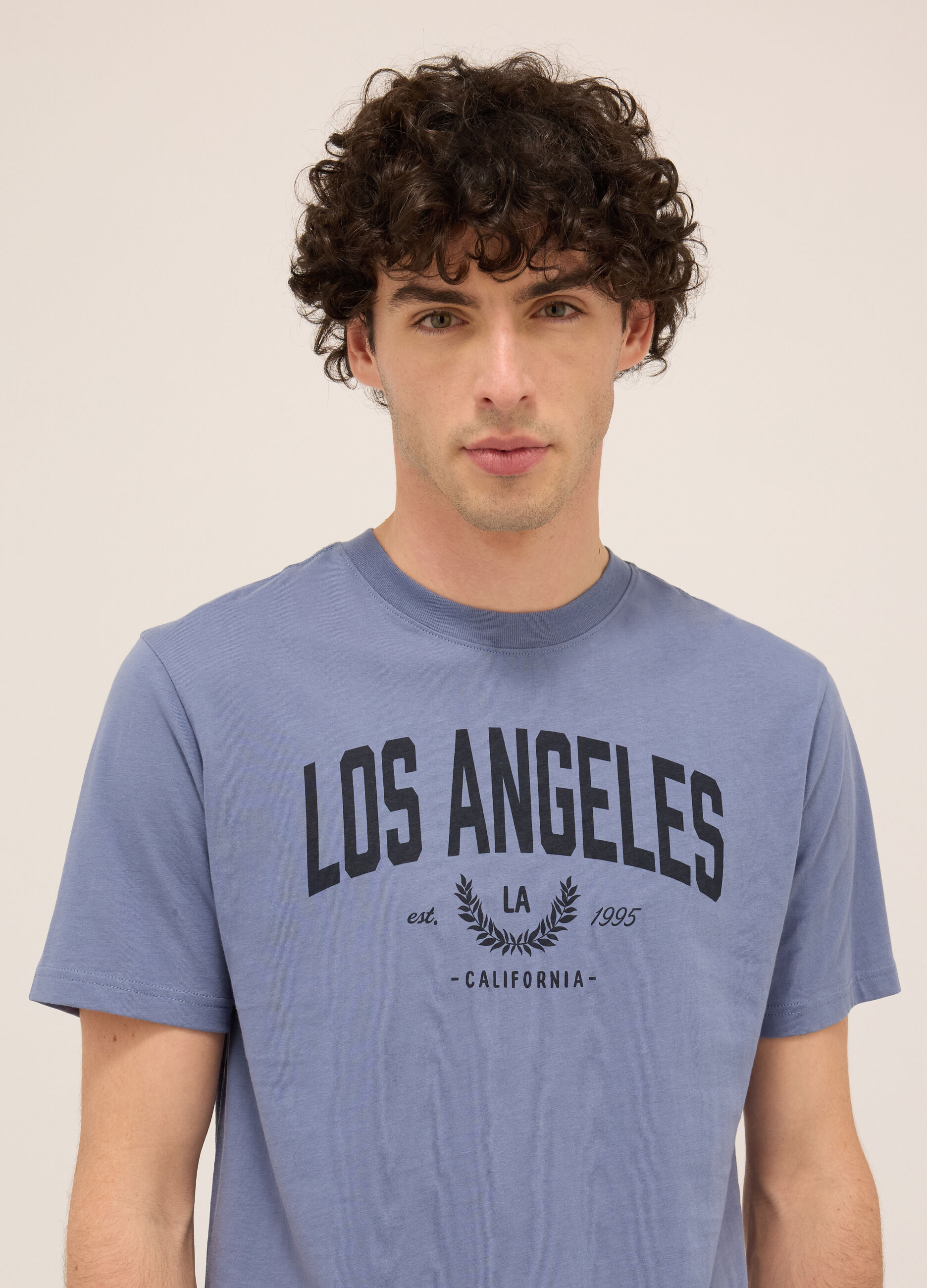 T-shirt girocollo in puro cotone con stampa uomo_2