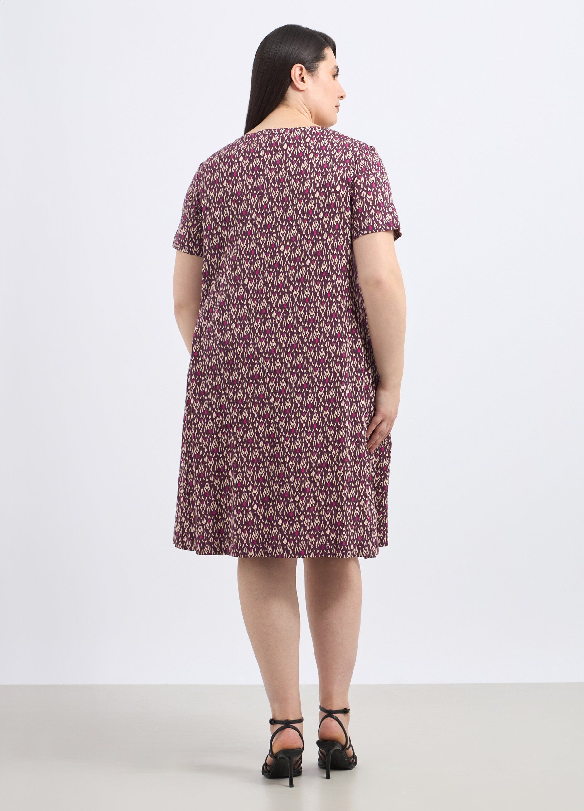 Abito corto svasato in puro cotone donna curvy_1