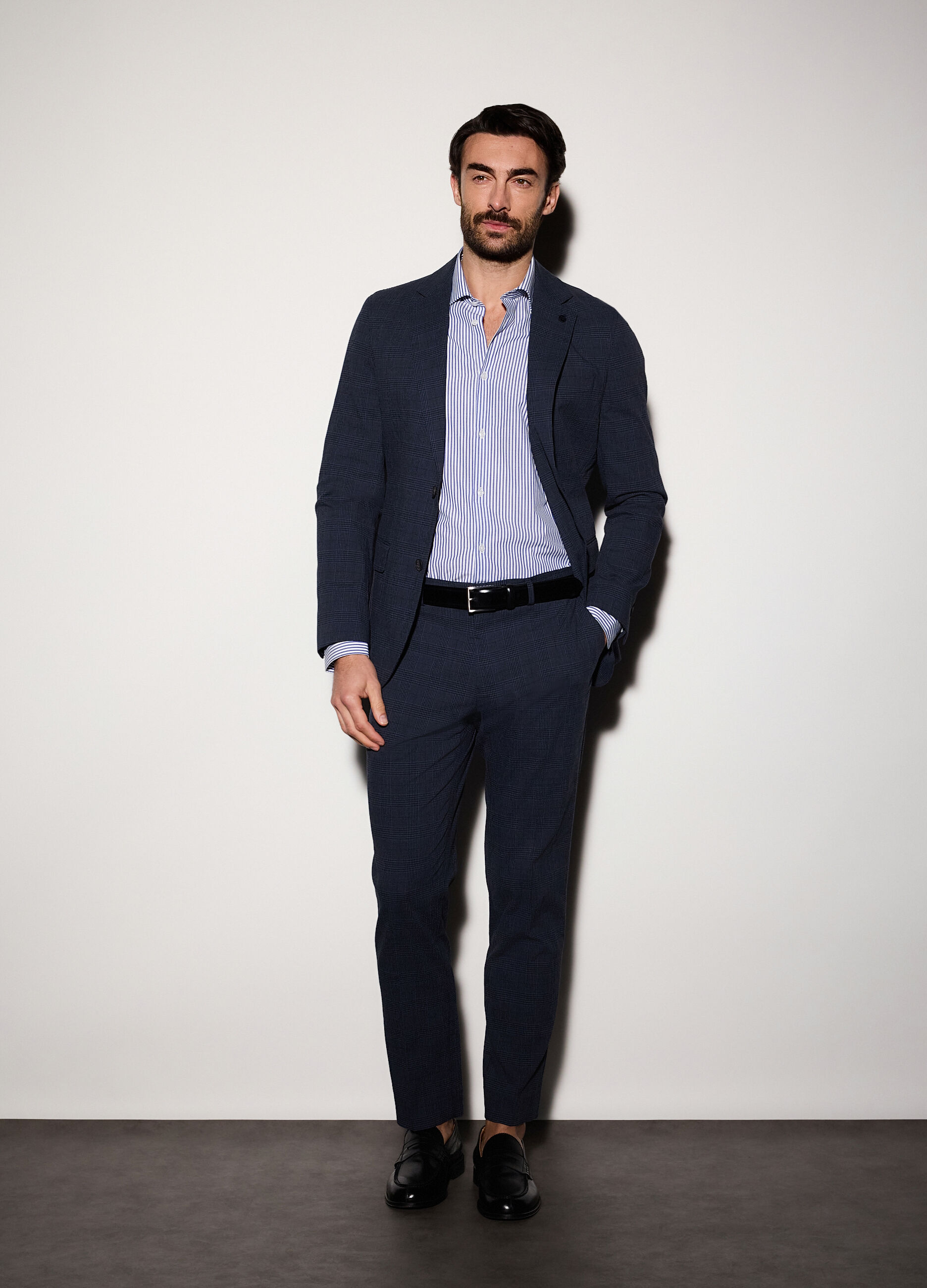 Blazer regular fit in Principe di Galles stretch uomo_0