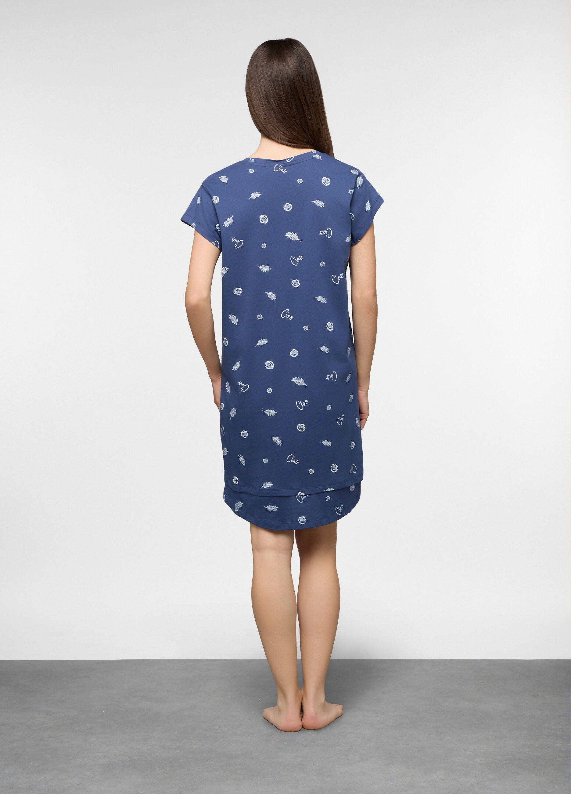 Camicia da notte corta in jersey di puro cotone donna_1