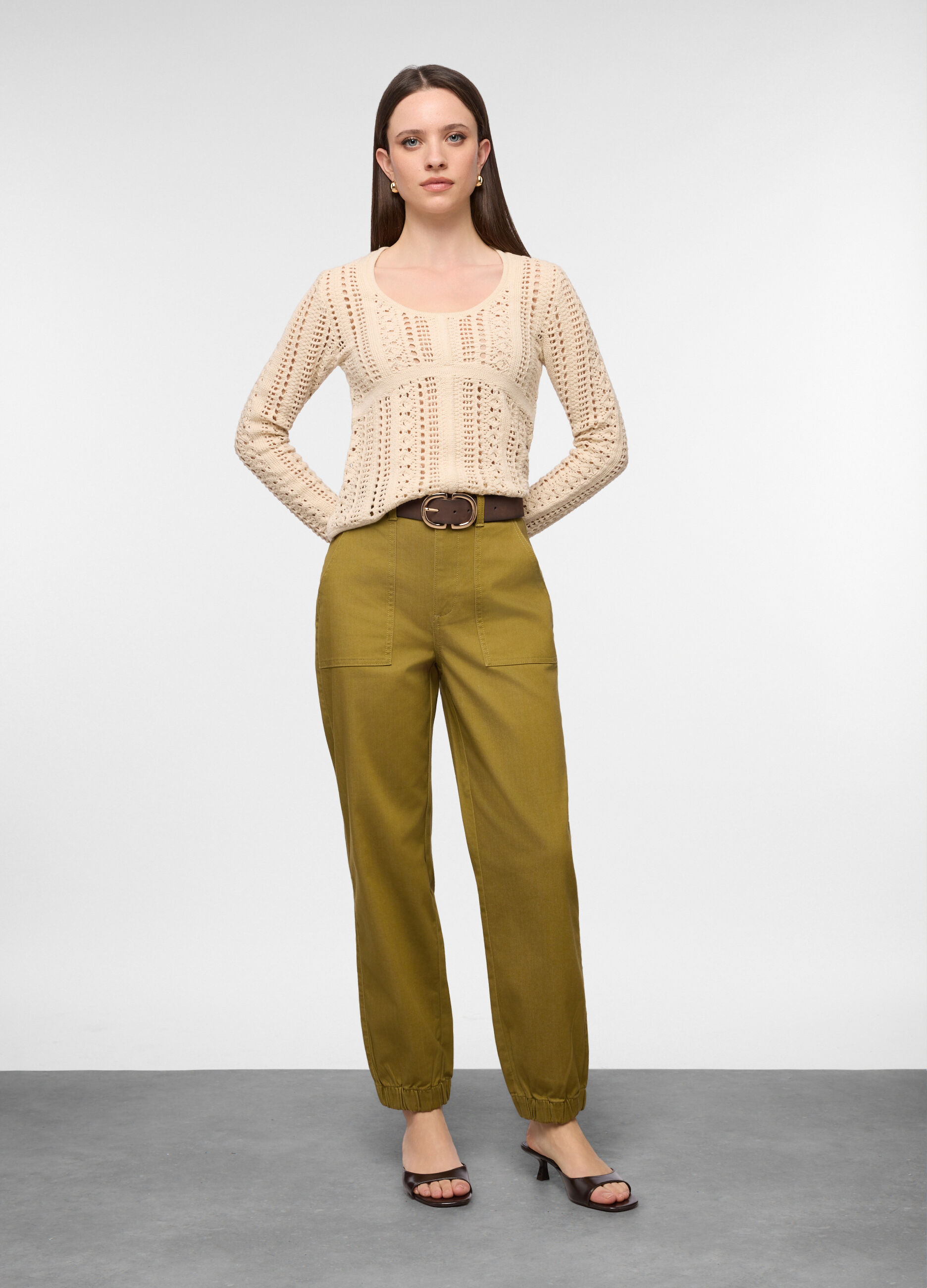 Pantaloni in stretch denim regular fit donna_0