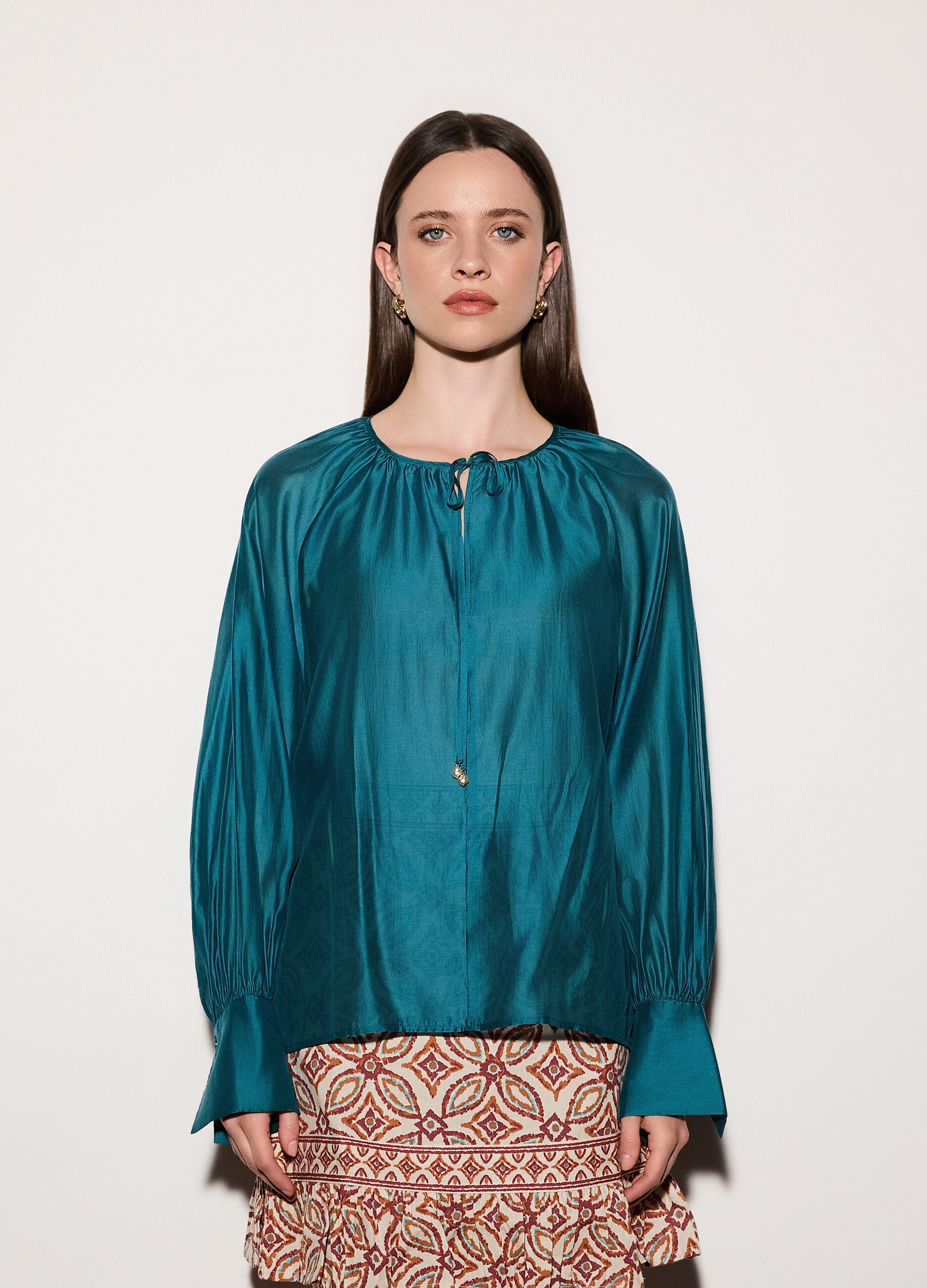Blusa in mista lyocell donna_1