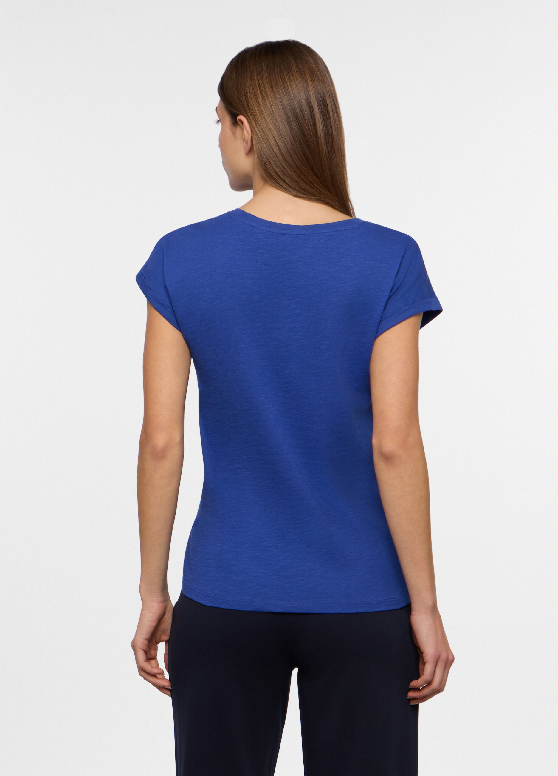 T-shirt in jersey slub di puro cotone donna_1