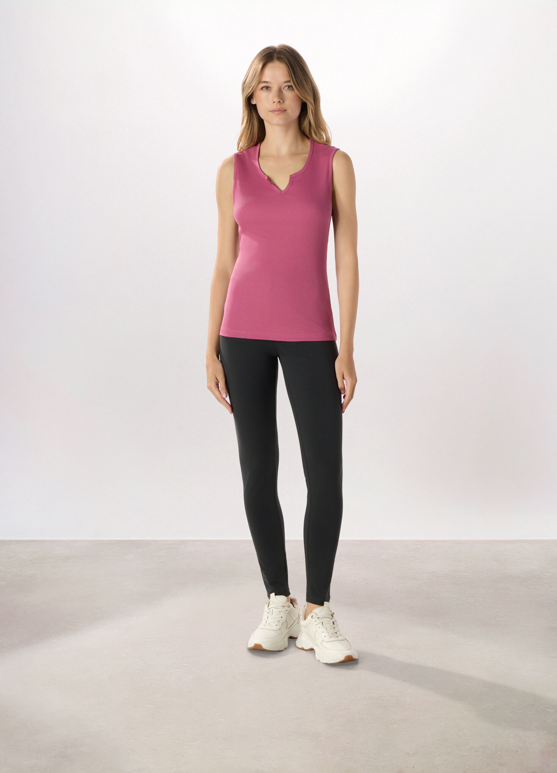 Leggings in jersey di cotone stretch donna Holistic fitness_0
