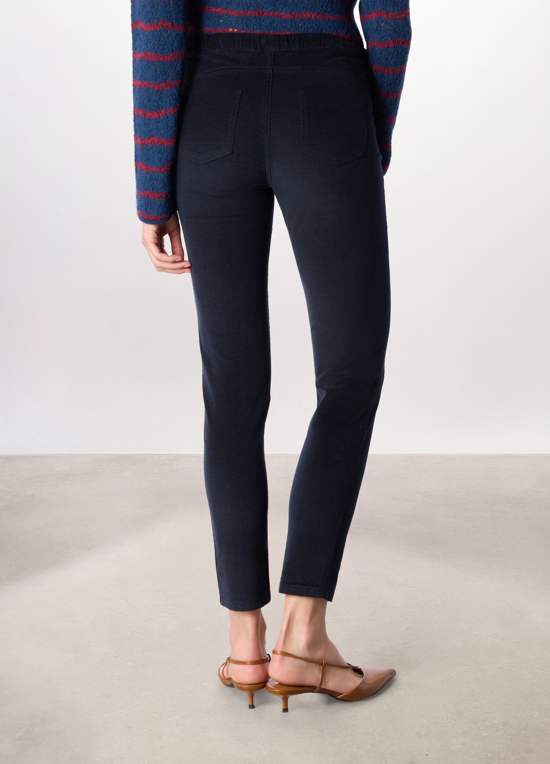 Treggings in velluto a coste di cotone stretch donna_1