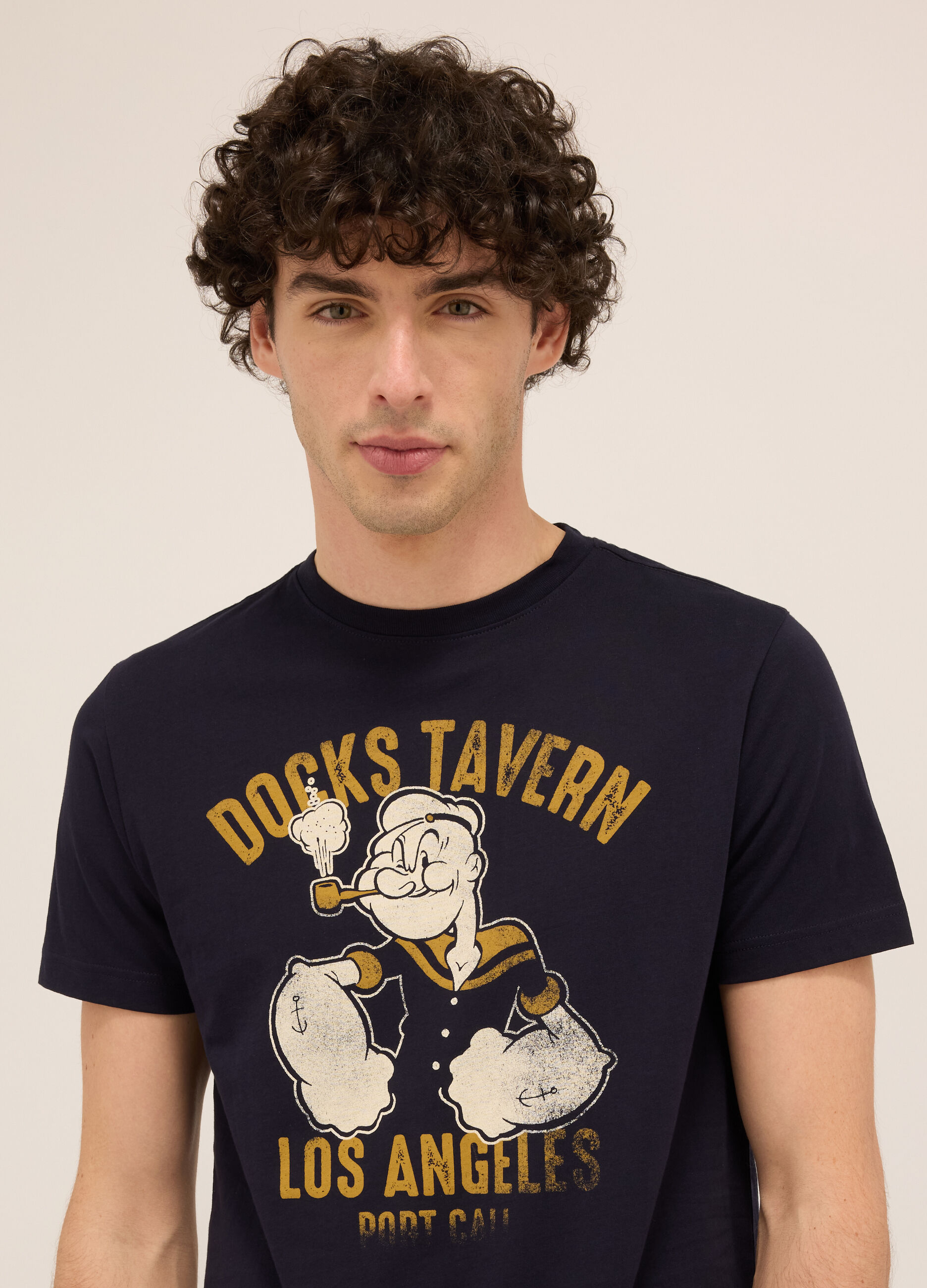 T-shirt girocollo in cotone con stampa uomo_2