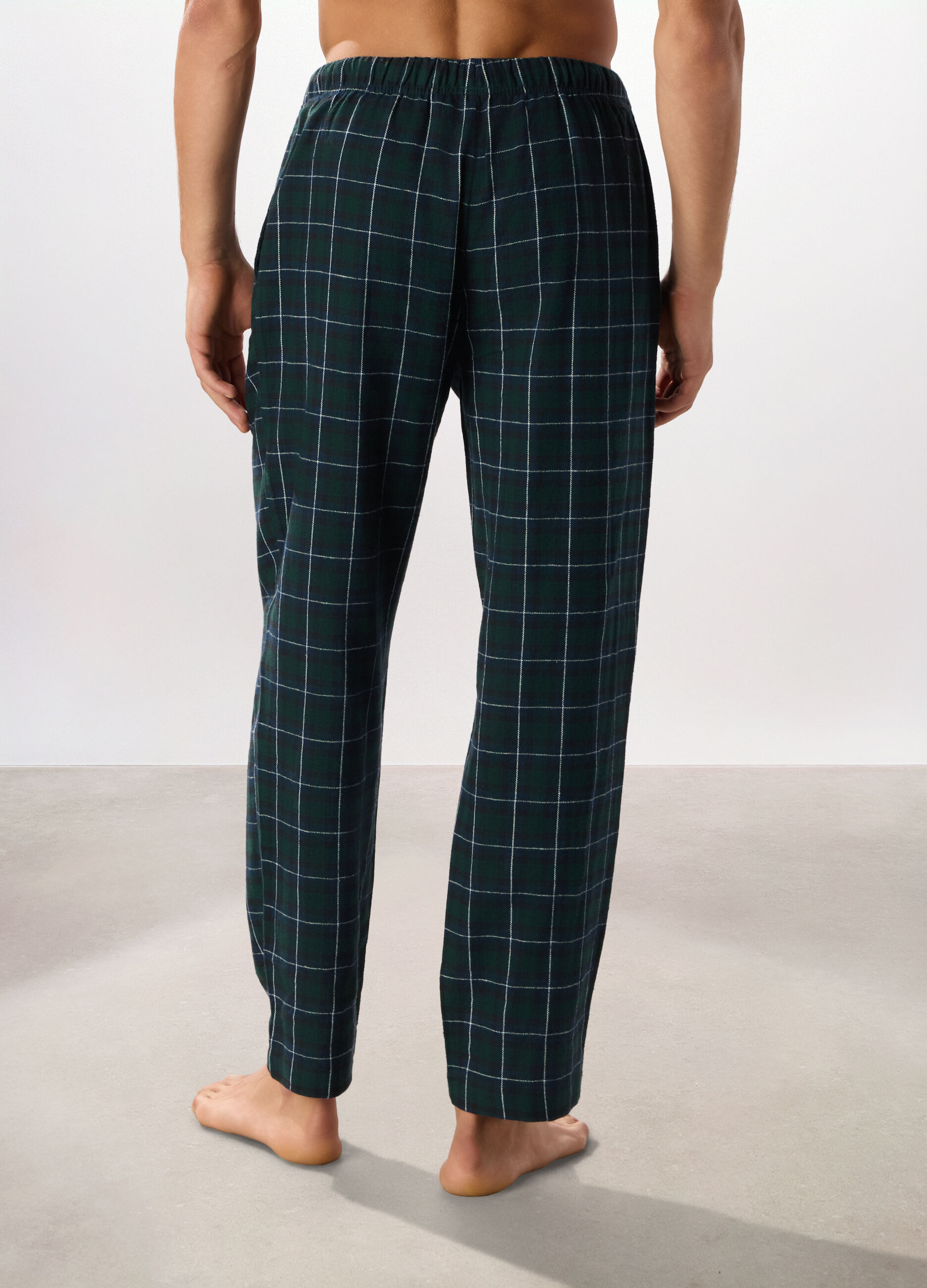 Pantaloni lunghi pigiama in cotone a quadri uomo_1
